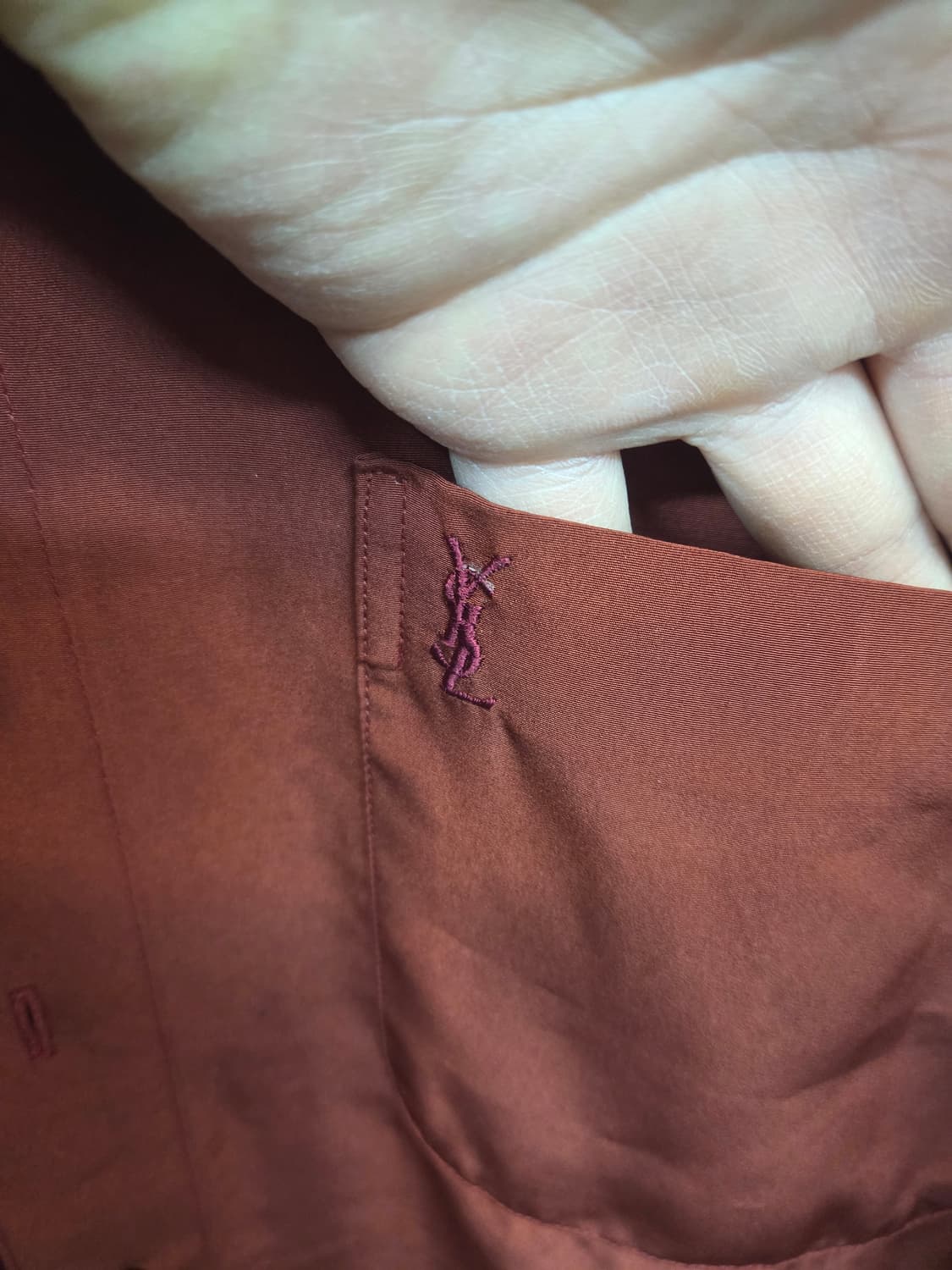 입생로랑 올드스쿨 빈티지 셔츠긴팔 버건디 m 상품이미지4