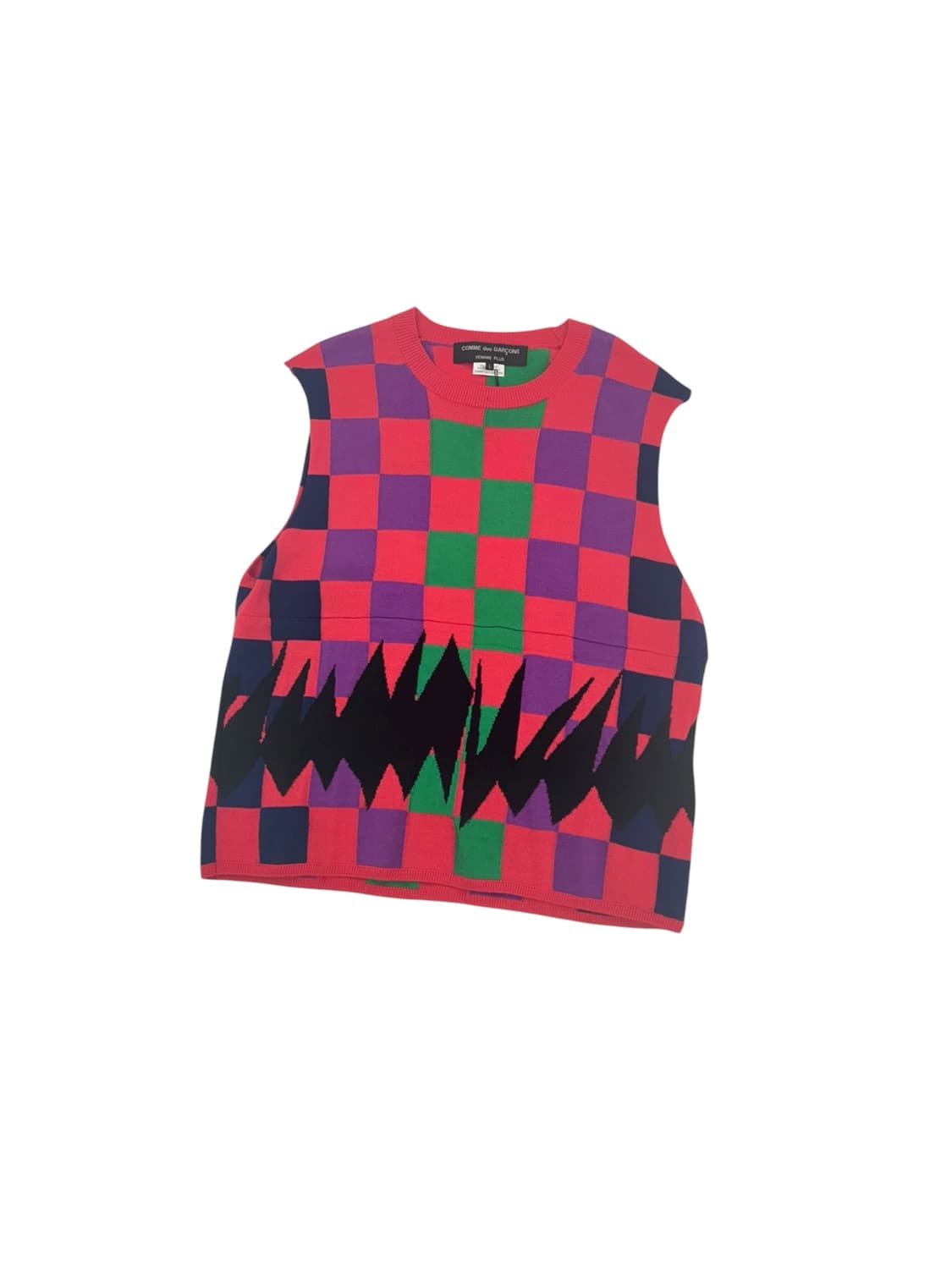 꼼데가르송 옴므플러스 2022AD 체크 니트 베스트 상품이미지1