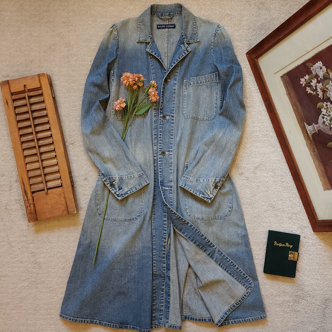 폴로 랄프로렌 데님 트렌치 코트 샵코트 셔링 디테일 M 상품이미지1