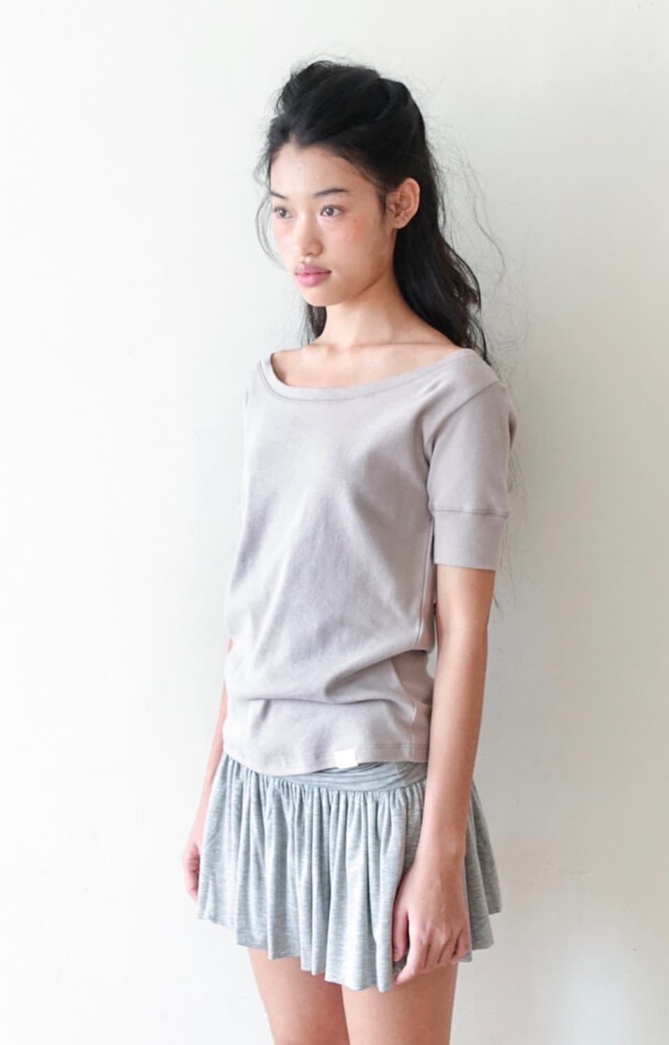 샵페어리 rib half top (greyish beige) 상품이미지2