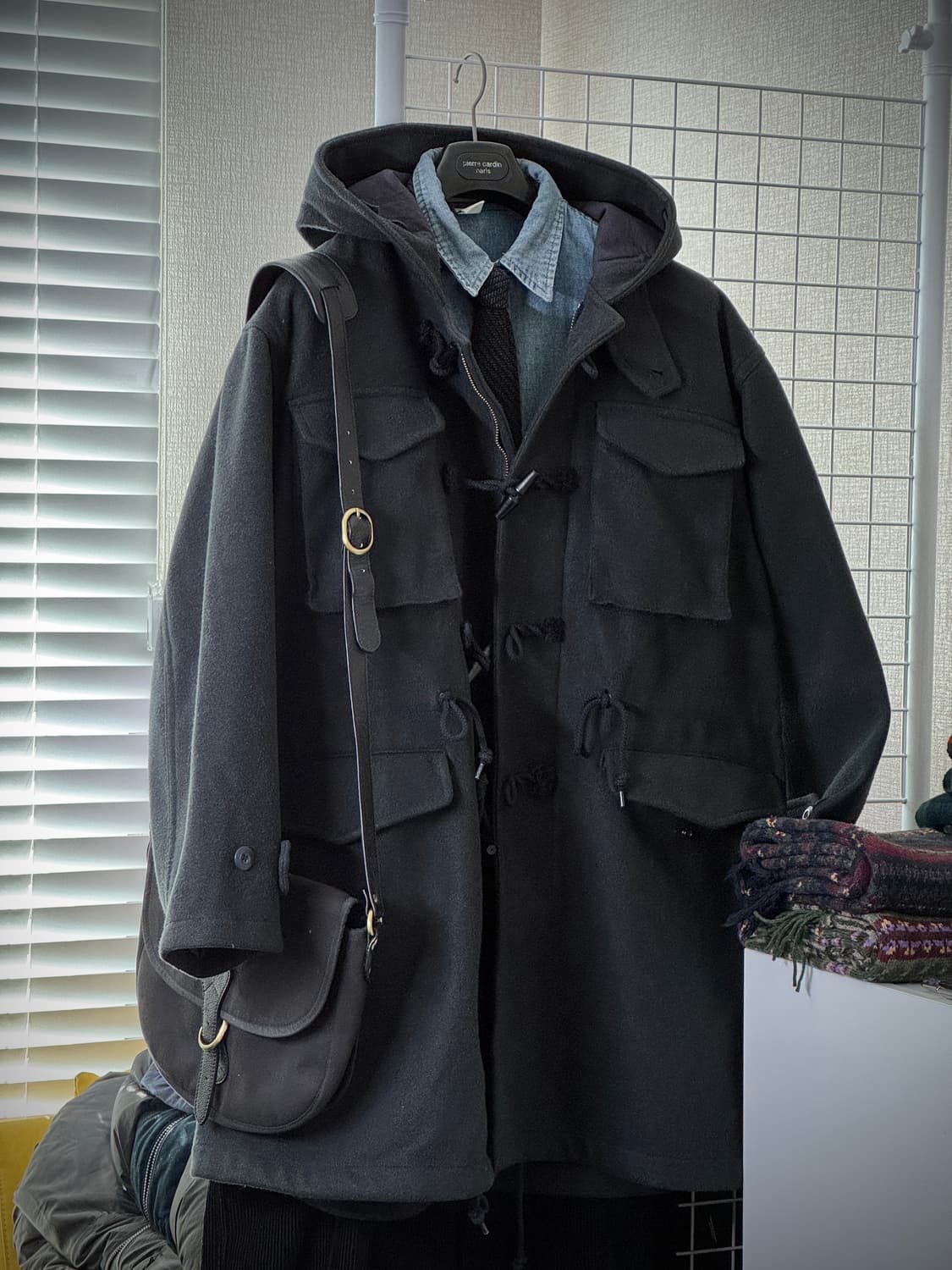 [BEAMS] 미드 레벨 밀리터리 더플 코트 (Charcoal) 상품이미지2