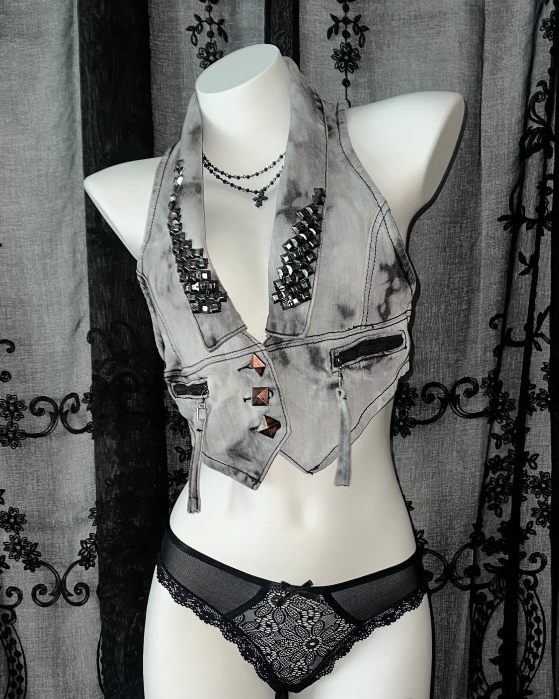 Rock chic denim vest 상품이미지1