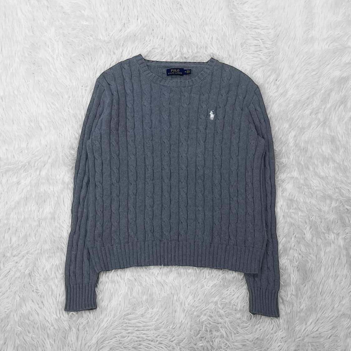 폴로 랄프로렌 포니 로고 케이블 니트 그레이 상품이미지2