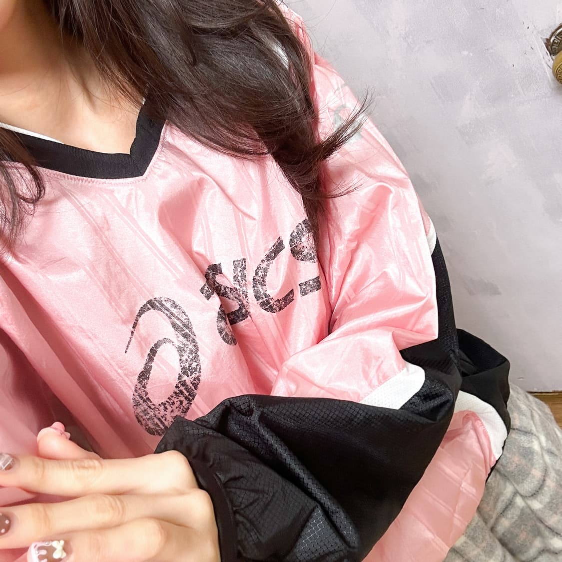 빈티지 아식스 긴팔 티셔츠 블랙 핑크 히메갸루 스포티 로걀 긱시크 상품이미지1