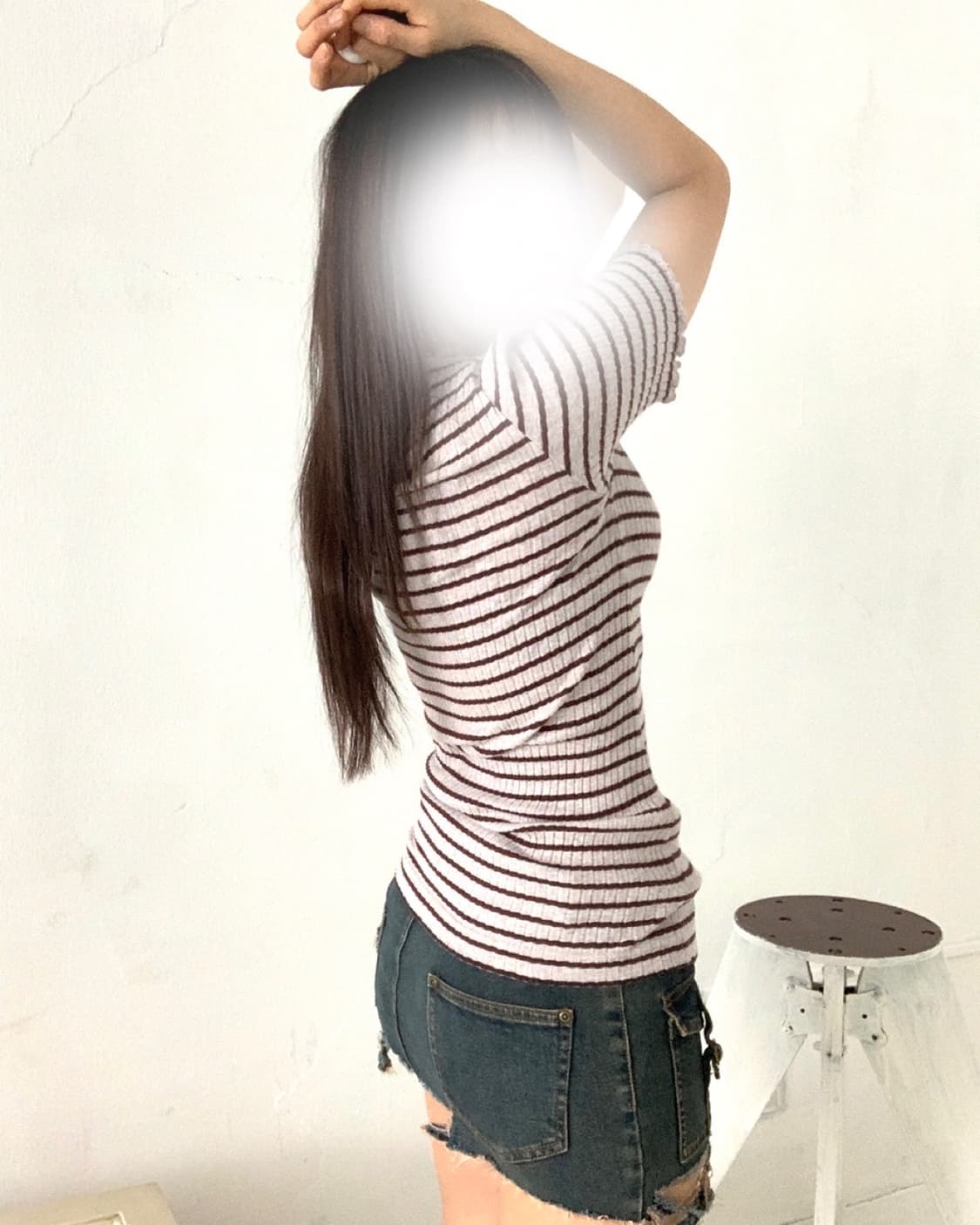 Samansa Mos2 ribbed striped brown top 상품이미지3