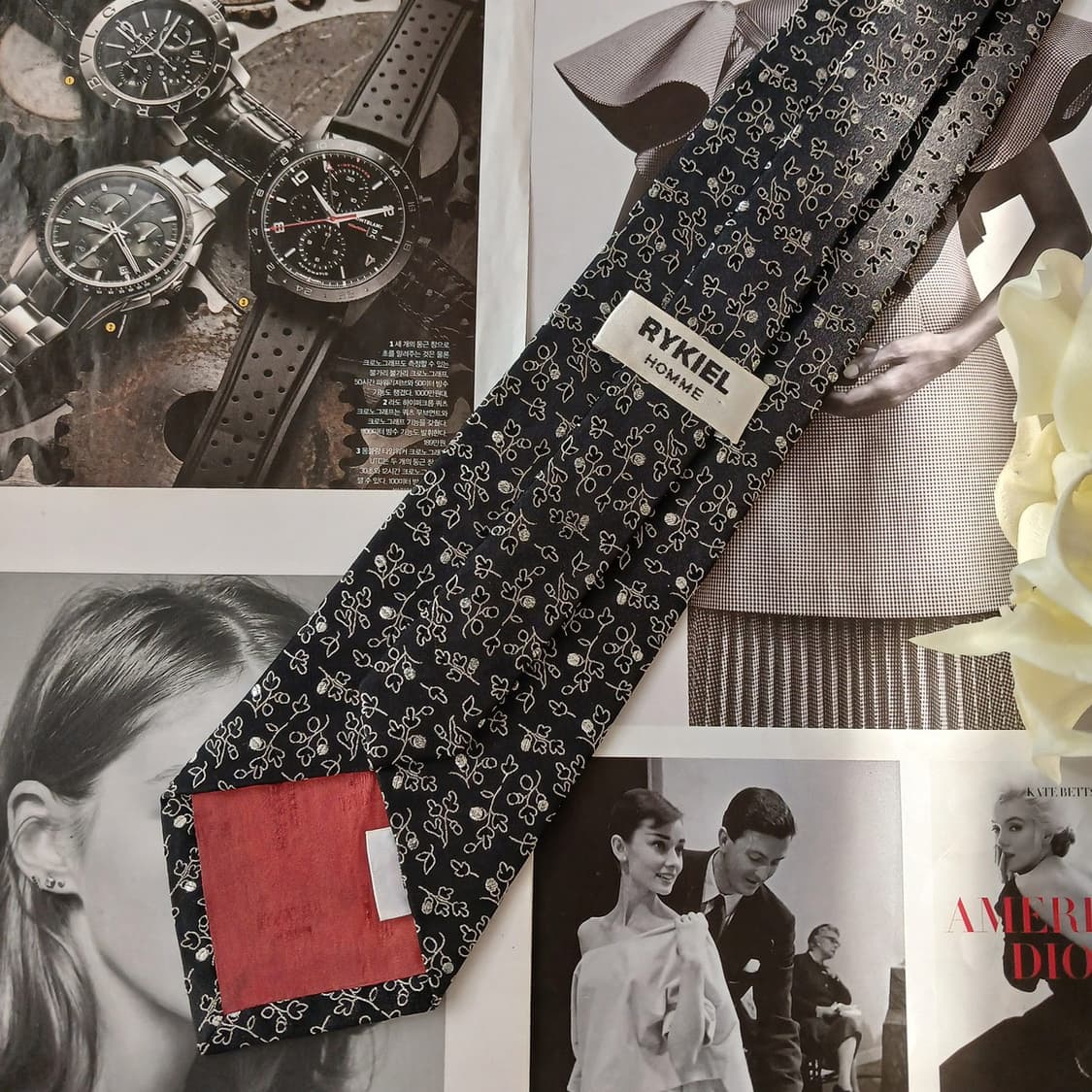 소니아리키엘 실크 플로럴 자카드 넥타이 9.9cm A+등급 A19022
 상품이미지4