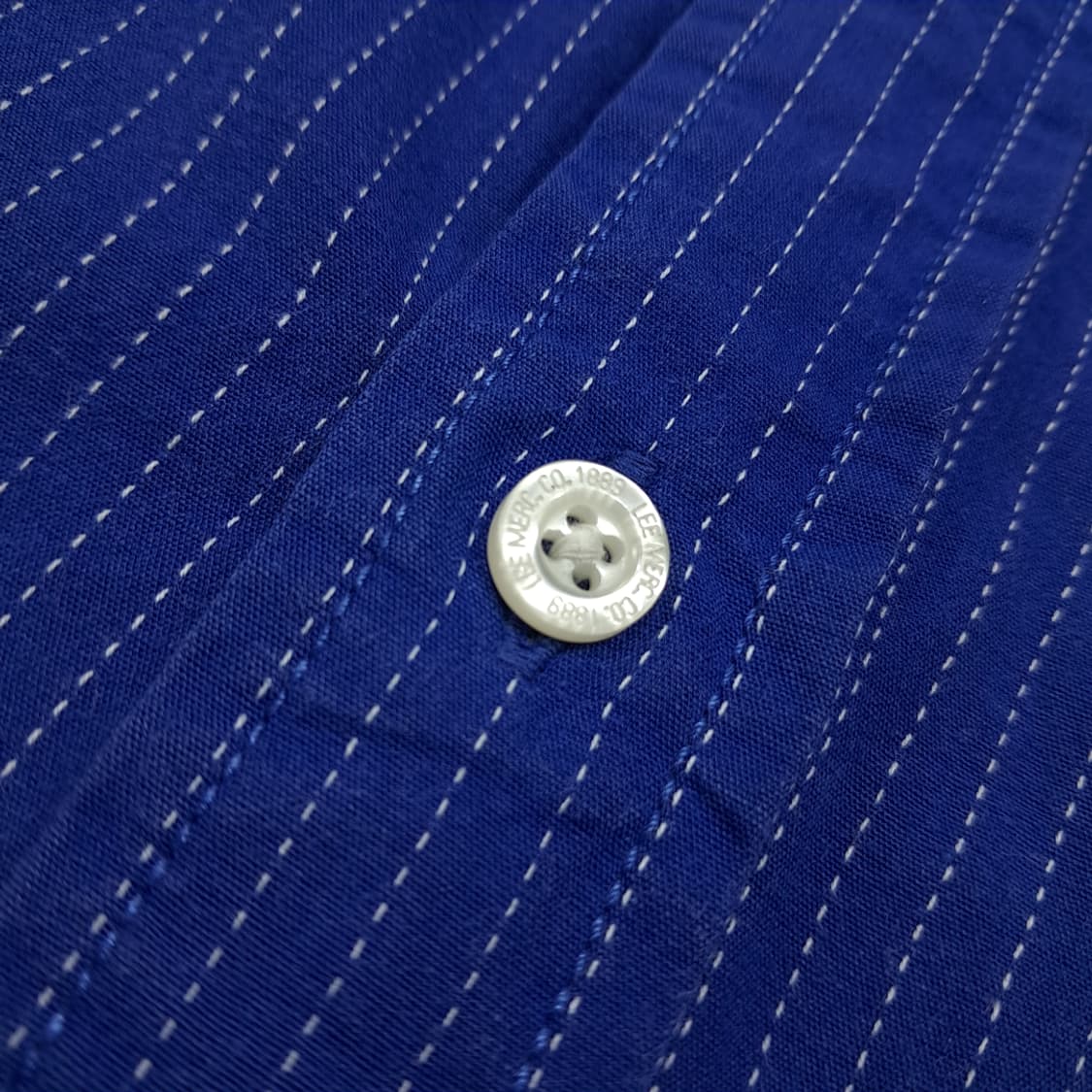 CL825 2XL 리 LEE 도트 스트라이프 버튼다운 블루 셔츠 남방 상품이미지5