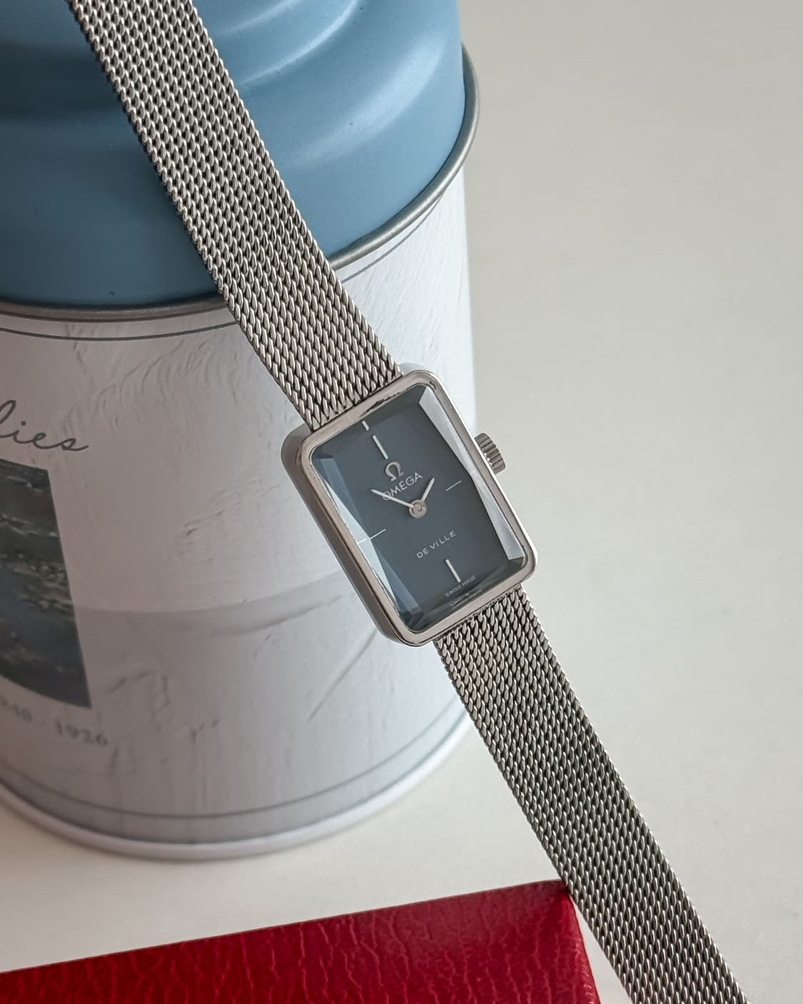 오메가 드빌 블루 다이얼 메쉬 브레이슬릿 시계 상품이미지2