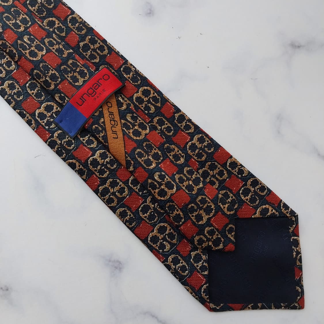 웅가로 실크 블랙 와인 패턴 넥타이 9.7cm A등급 K2531 상품이미지7