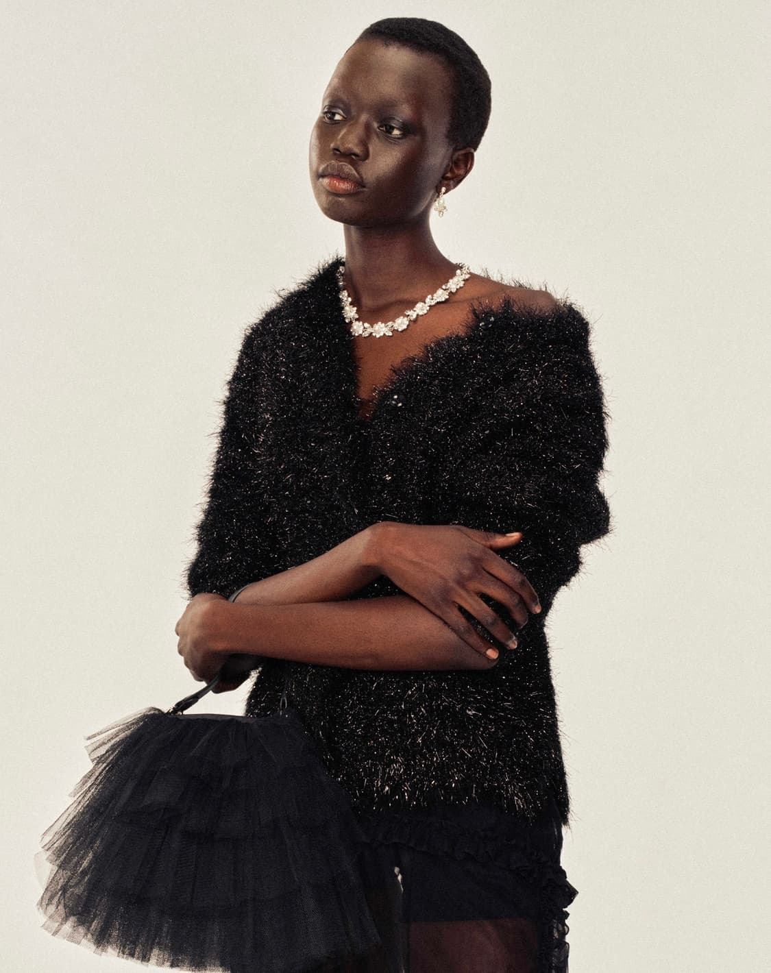 [M]시몬로샤 25ss 틴셀 스웨터 자켓/블랙 상품이미지1