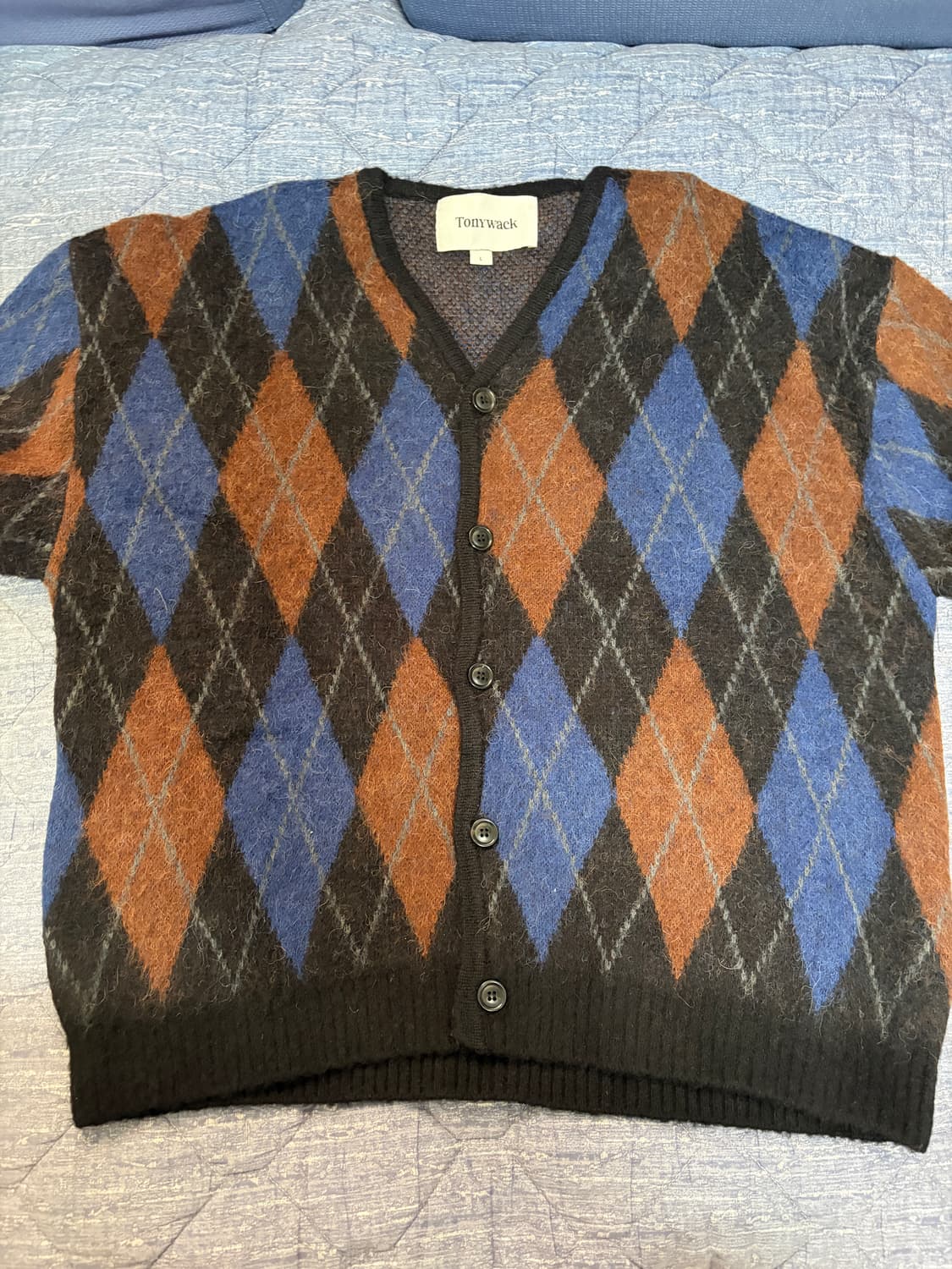 토니웩 아가일 가디건 블랙 L 상품이미지2