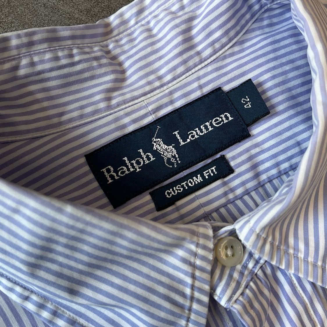 폴로 정품 라이트 퍼플 포플린 스트라이프 반팔 셔츠 상품이미지5