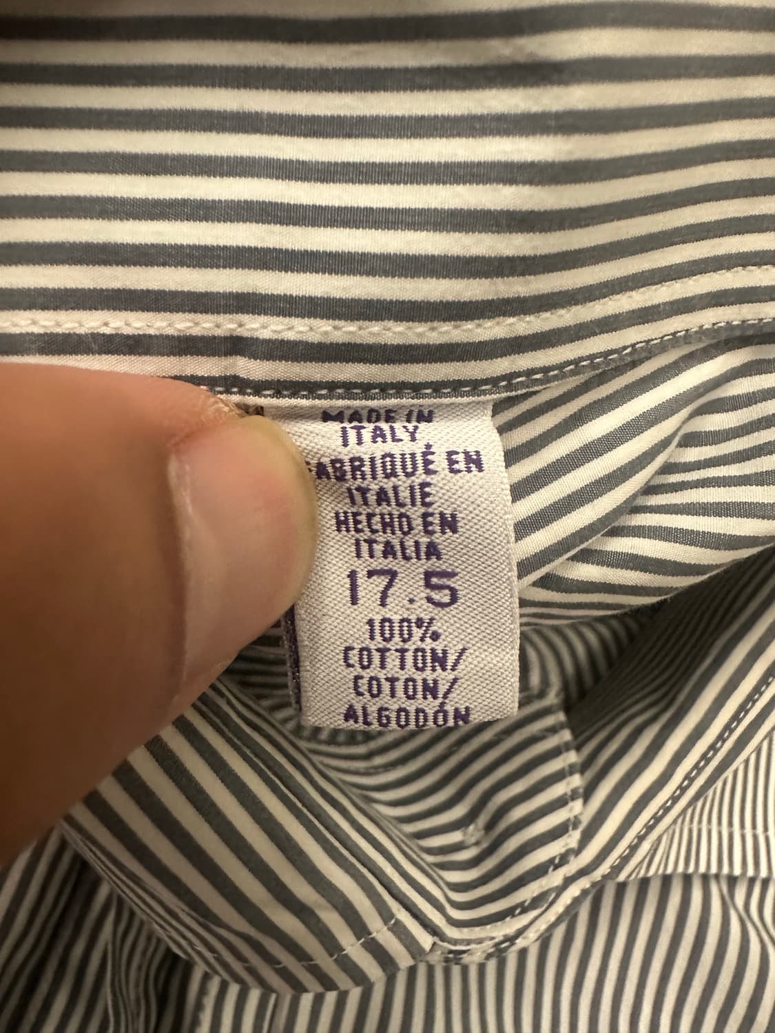 [17.5] 랄프로렌 퍼플라벨 그레이 스트라이프 셔츠 상품이미지4