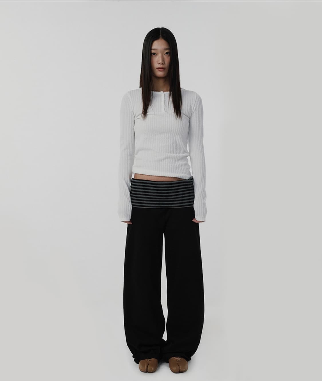 스웨이드 layered long pants 레이어드 롱 팬츠 상품이미지1