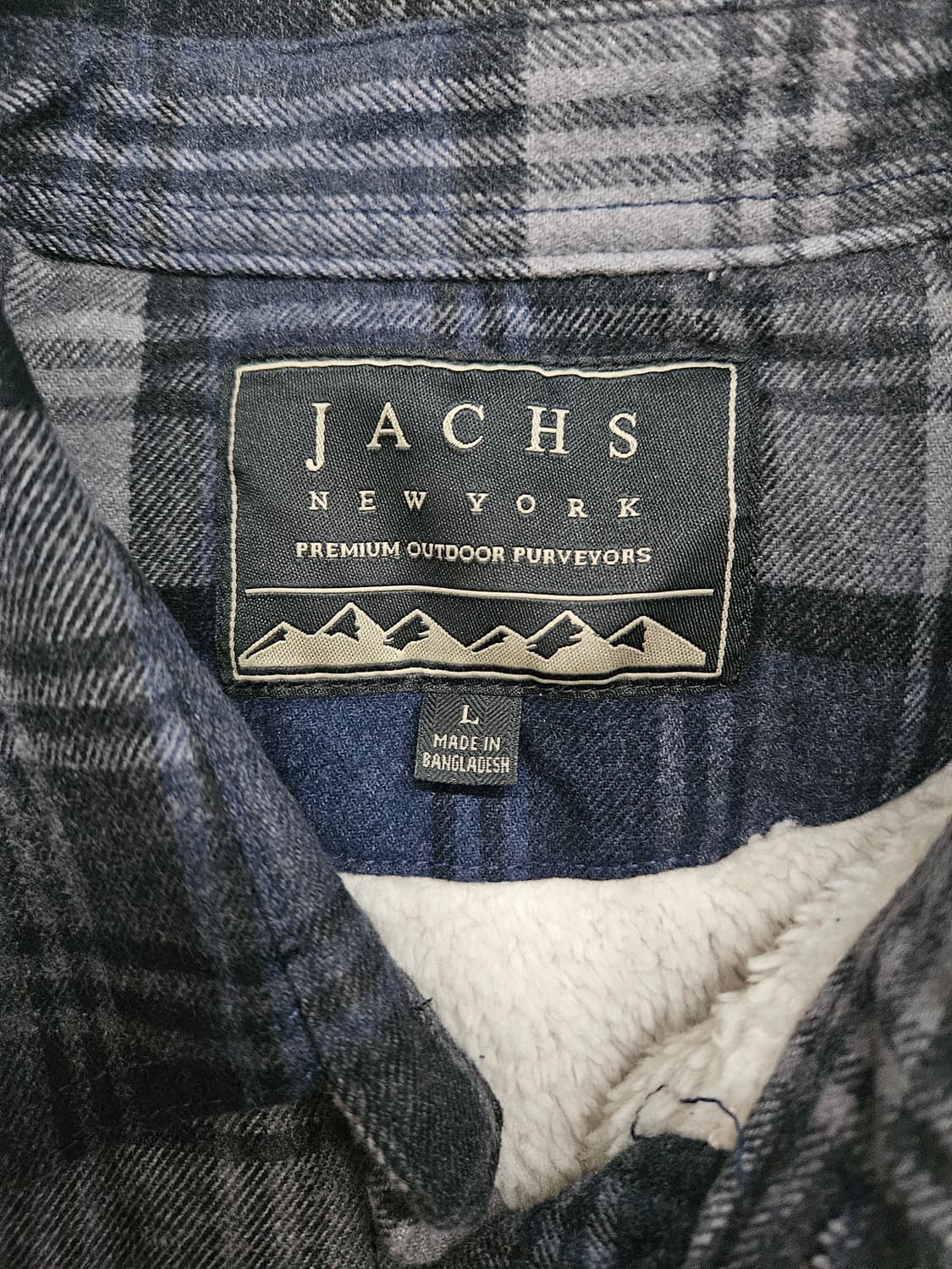 JACHS 블루/회색 체크 셔츠 남방 L 상품이미지3