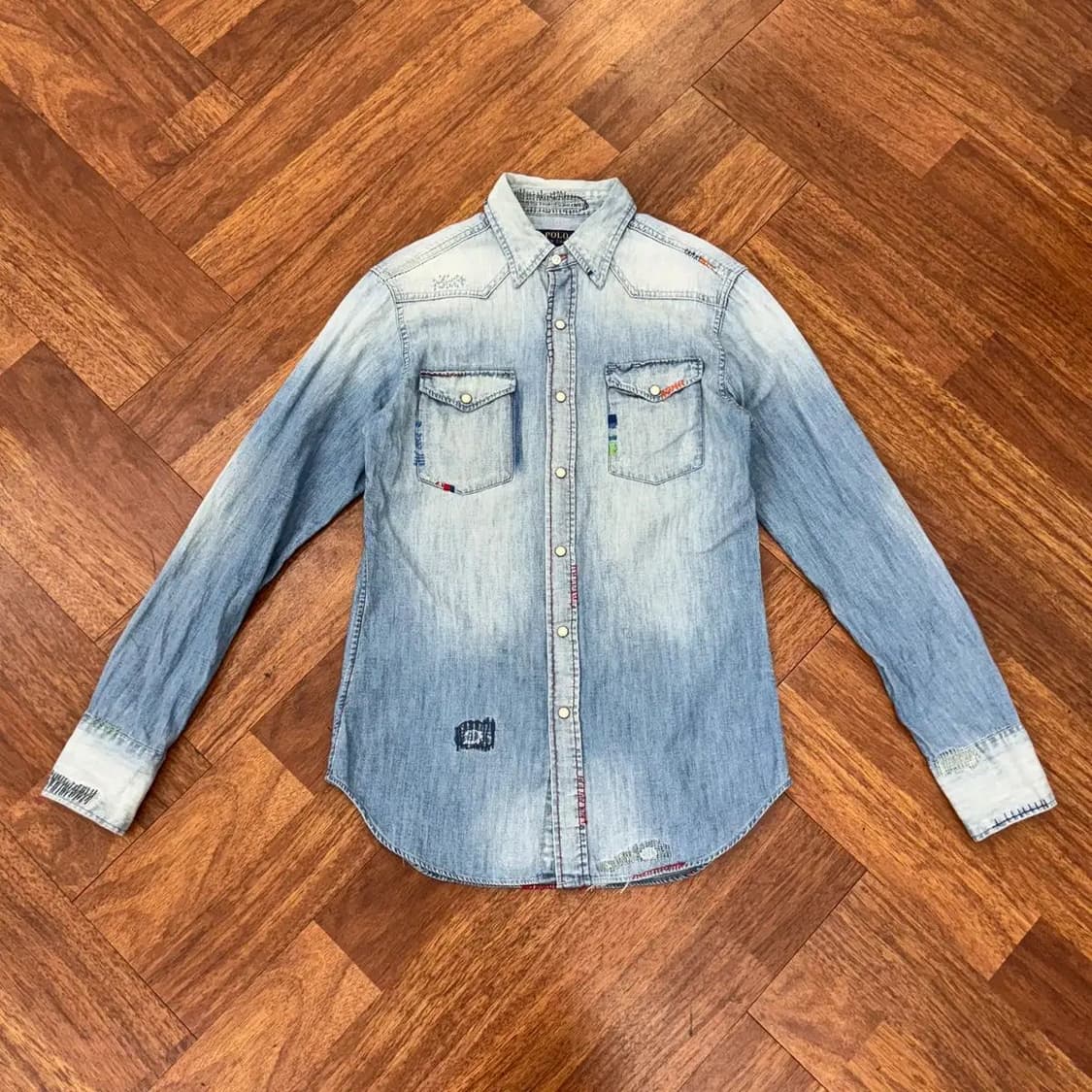 XS 폴로 랄프로렌 해변자수 웨스턴 남방 셔츠  상품이미지2