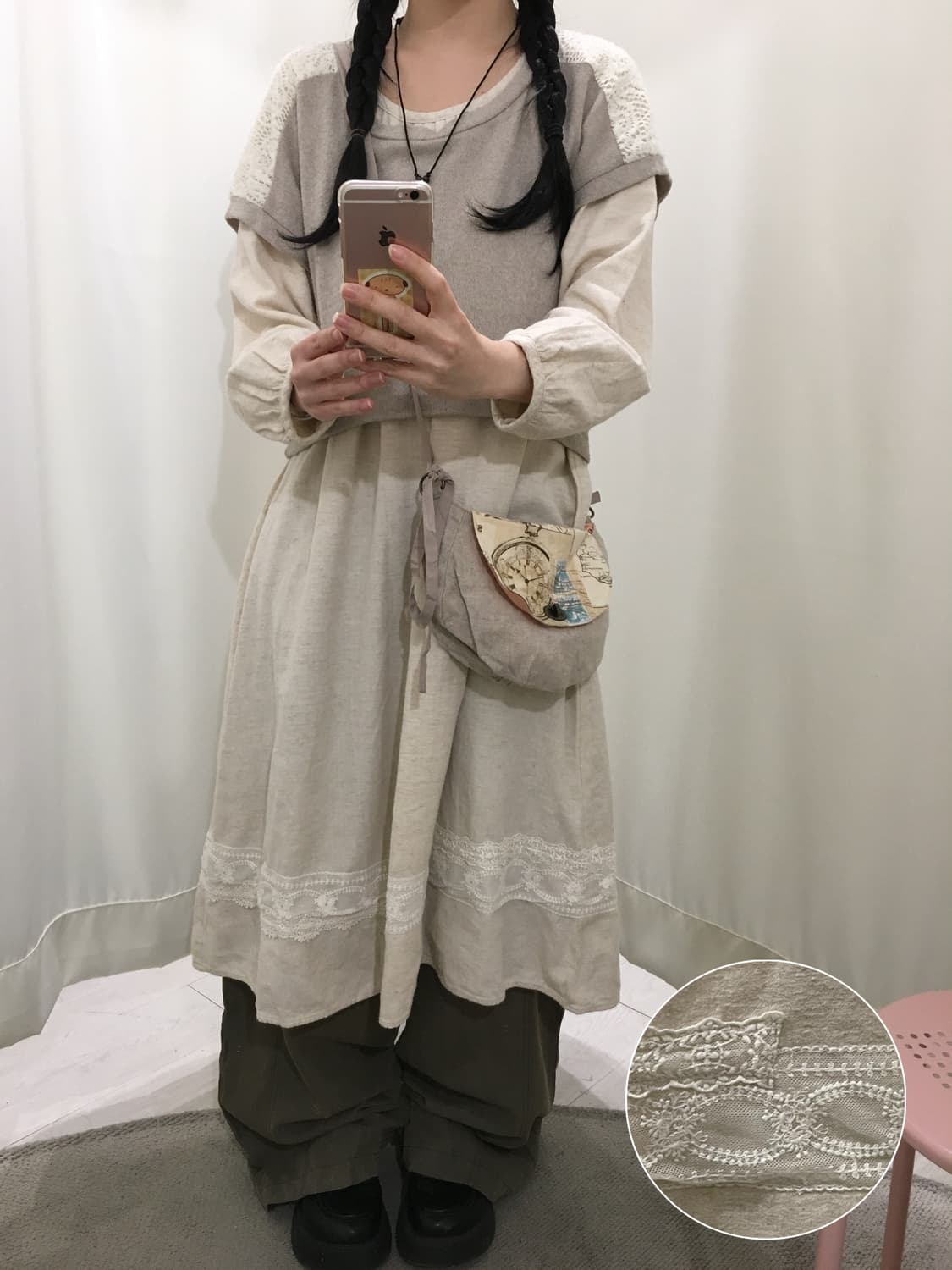 SM2 모리걸 오트밀 레이스 롱 원피스 상품이미지1