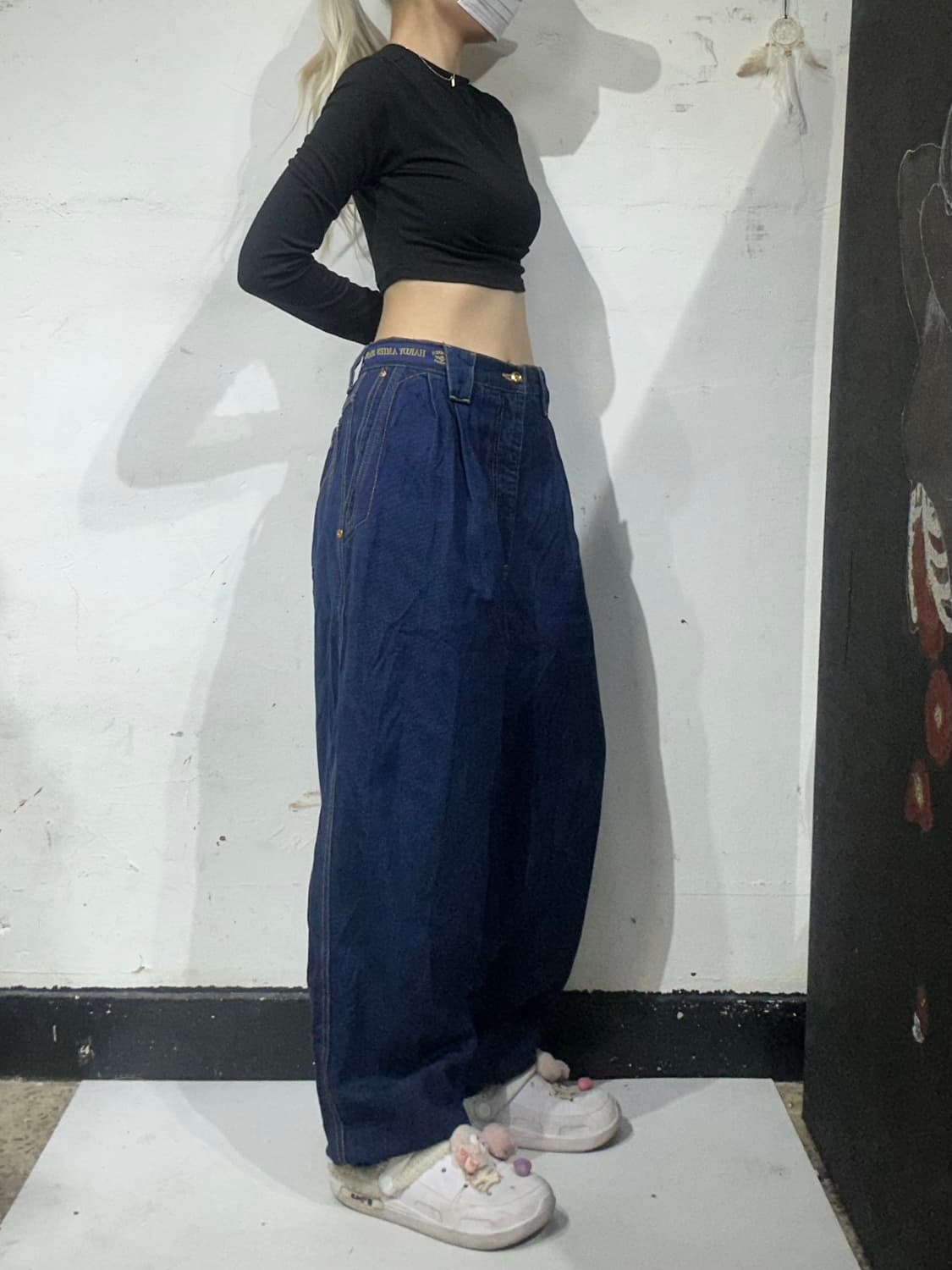 90s 일본 빈티지 진청 hardy 자수 와이드 힙합 데님 팬츠 청바지  상품이미지2