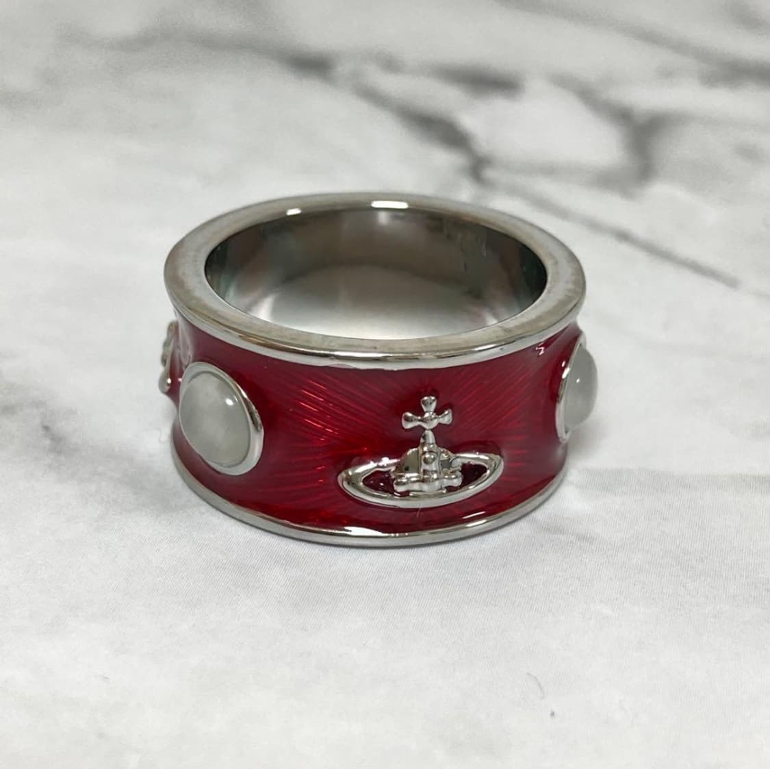 비비안웨스트우드 아카이브 레드 원석 orb링 반지 상품이미지1