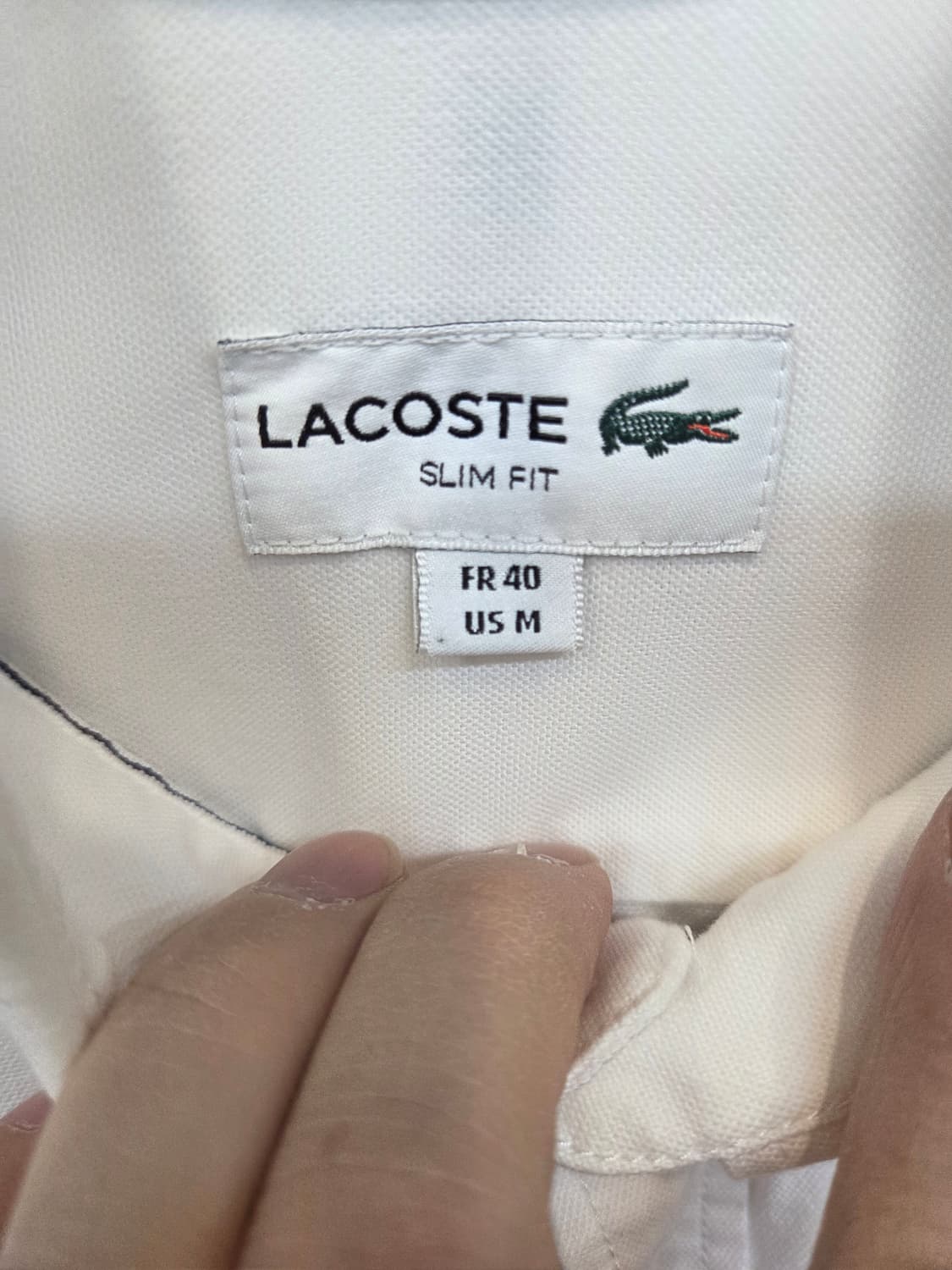 라코스테 슬림핏 셔츠 긴팔 M L 화이트 상품이미지3