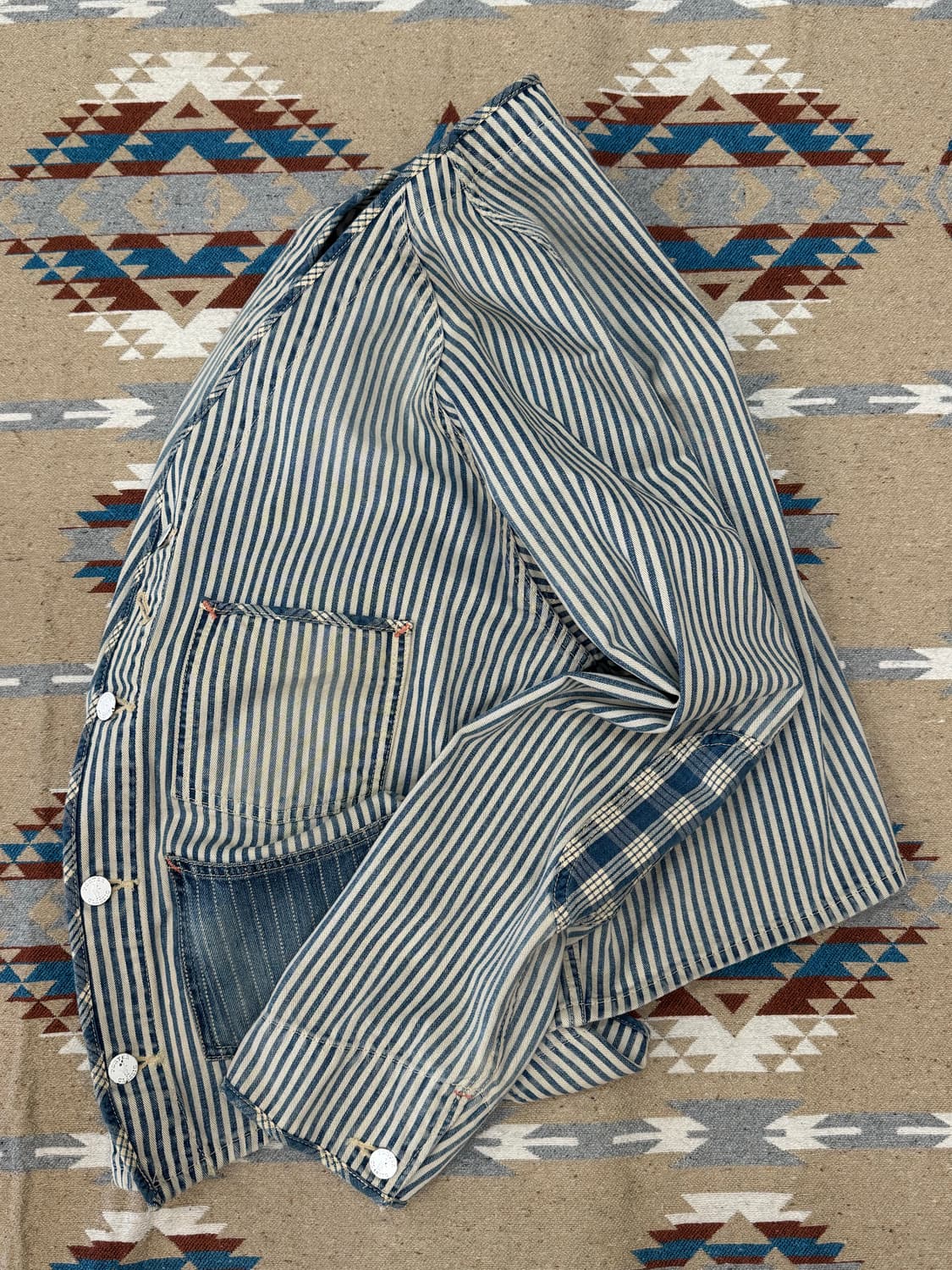 [L] 포터클래식 패치워크 스트라이프 블루종 데님 자켓  상품이미지8