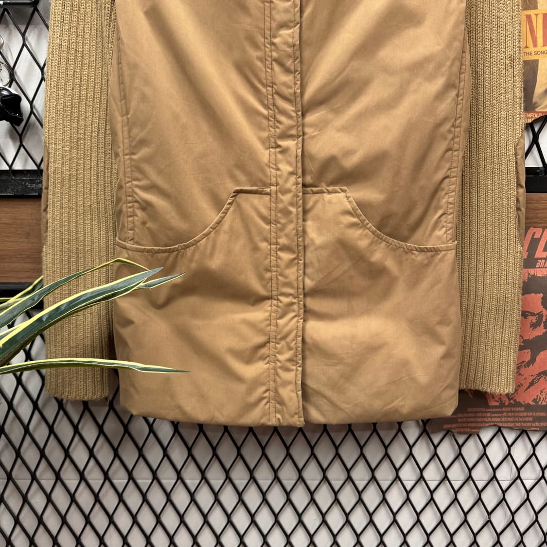 막스앤코 니트 슬리브 믹스 나일론 자켓 전면 포켓 포인트 베이지 상품이미지4