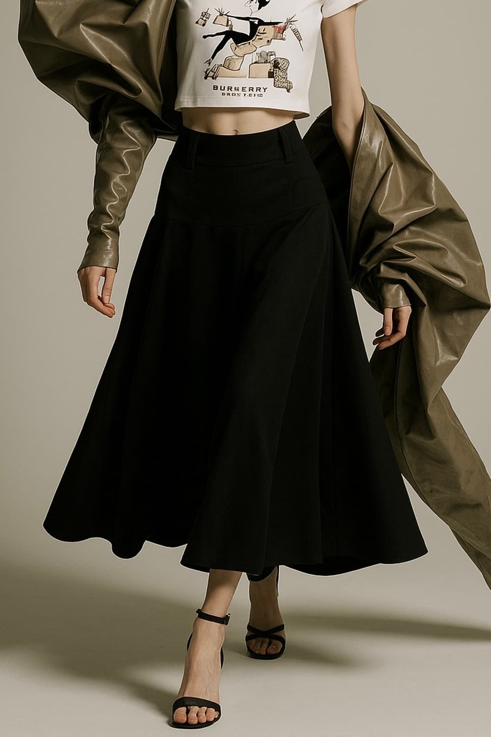 Yves Saint Laurent Black Flare Skirt 상품이미지1
