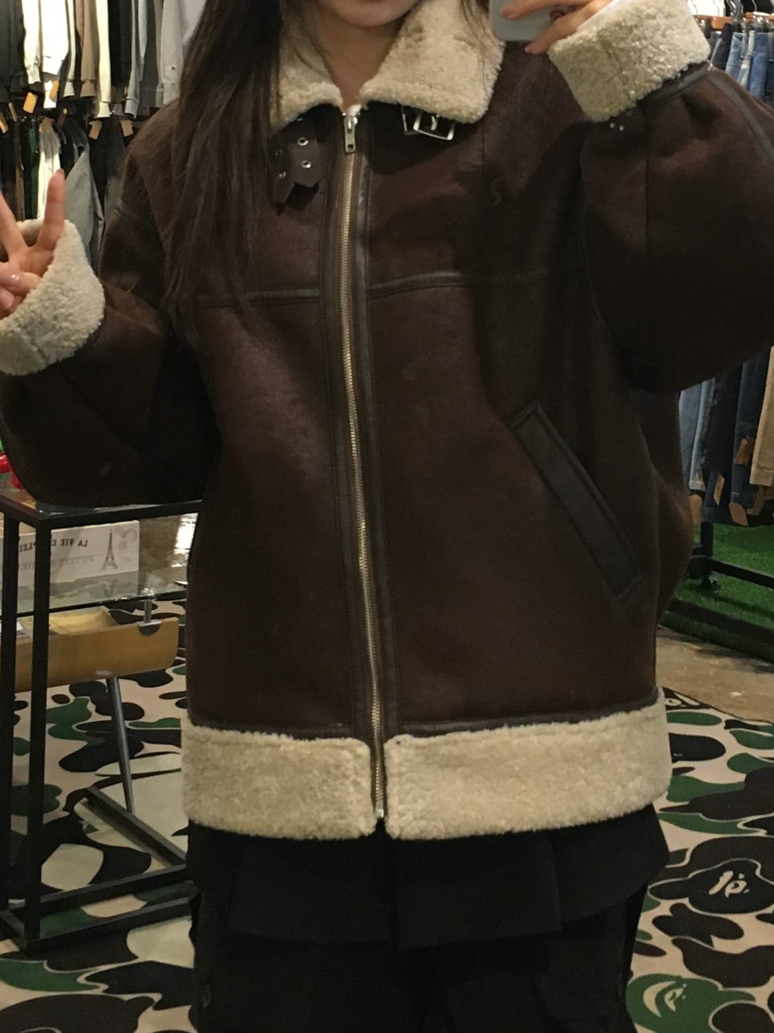 일본빈티지 Lagua 무스탕 자켓 브라운 상품이미지5