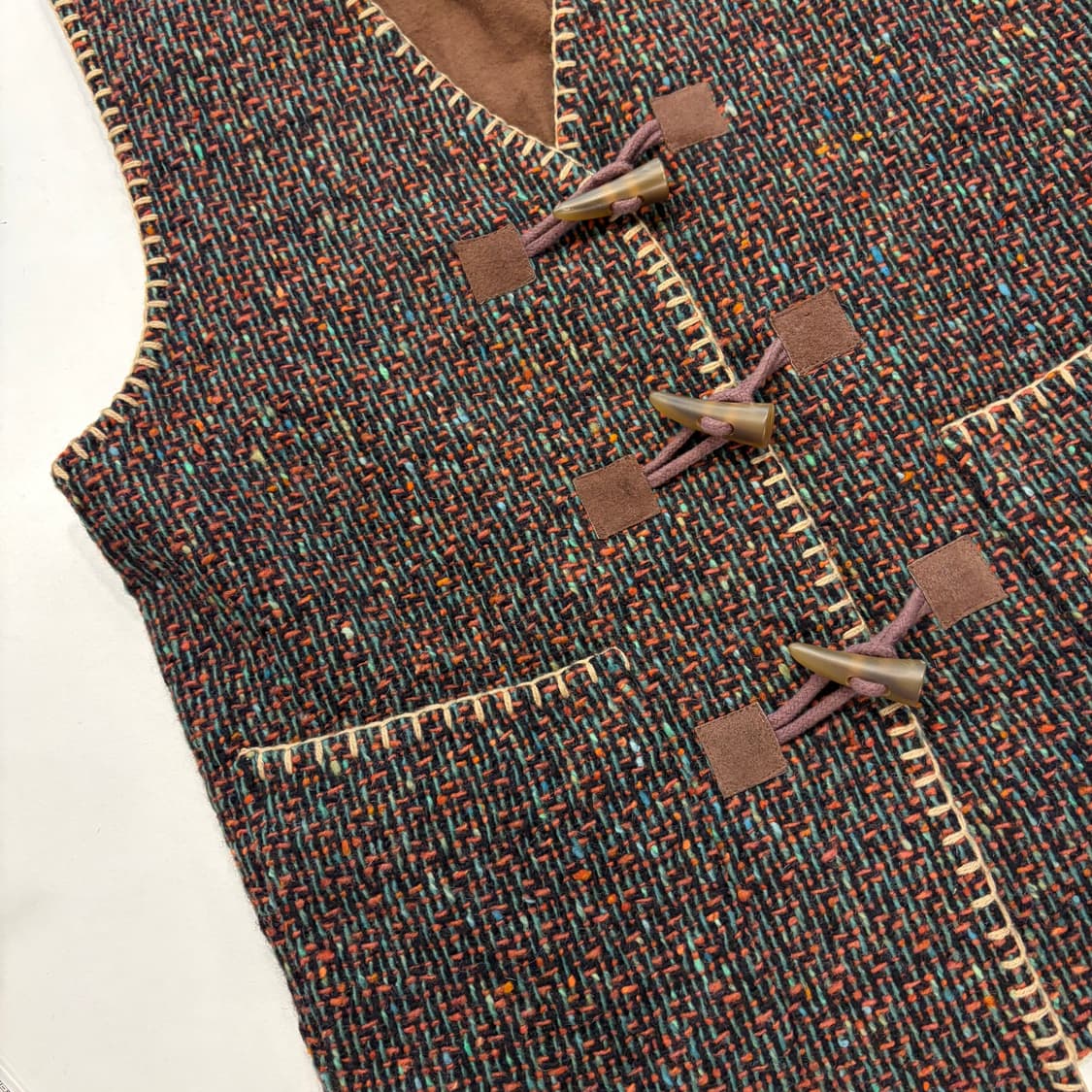 93s 시스템 빈티지 SYSTEM 트위드 체크 누빔 조끼 베스트 D870 상품이미지4