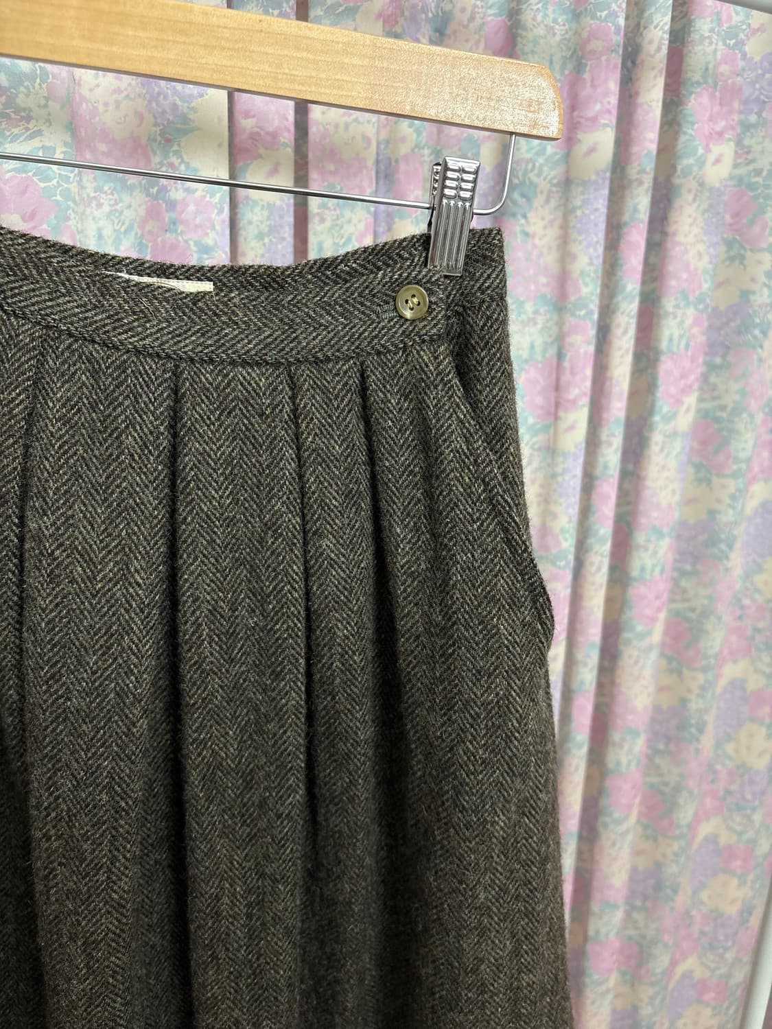 카키-브라운 보카시 울 스커트  상품이미지7