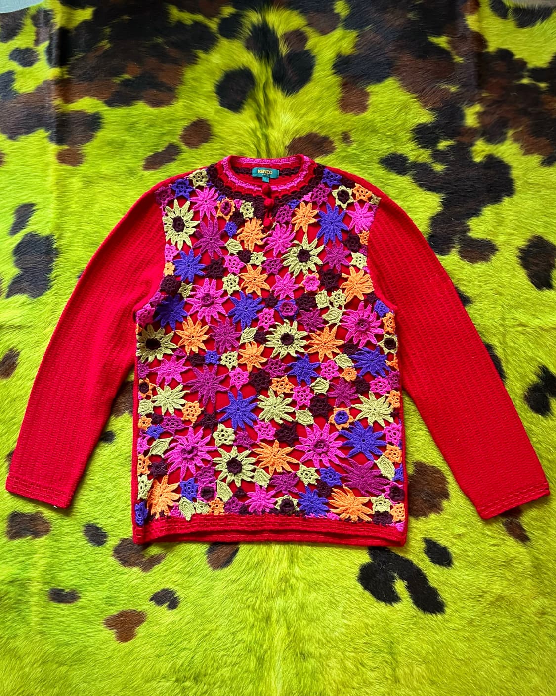 1990s Old KENZO 3D Floral Trim Wool Knit 상품이미지4
