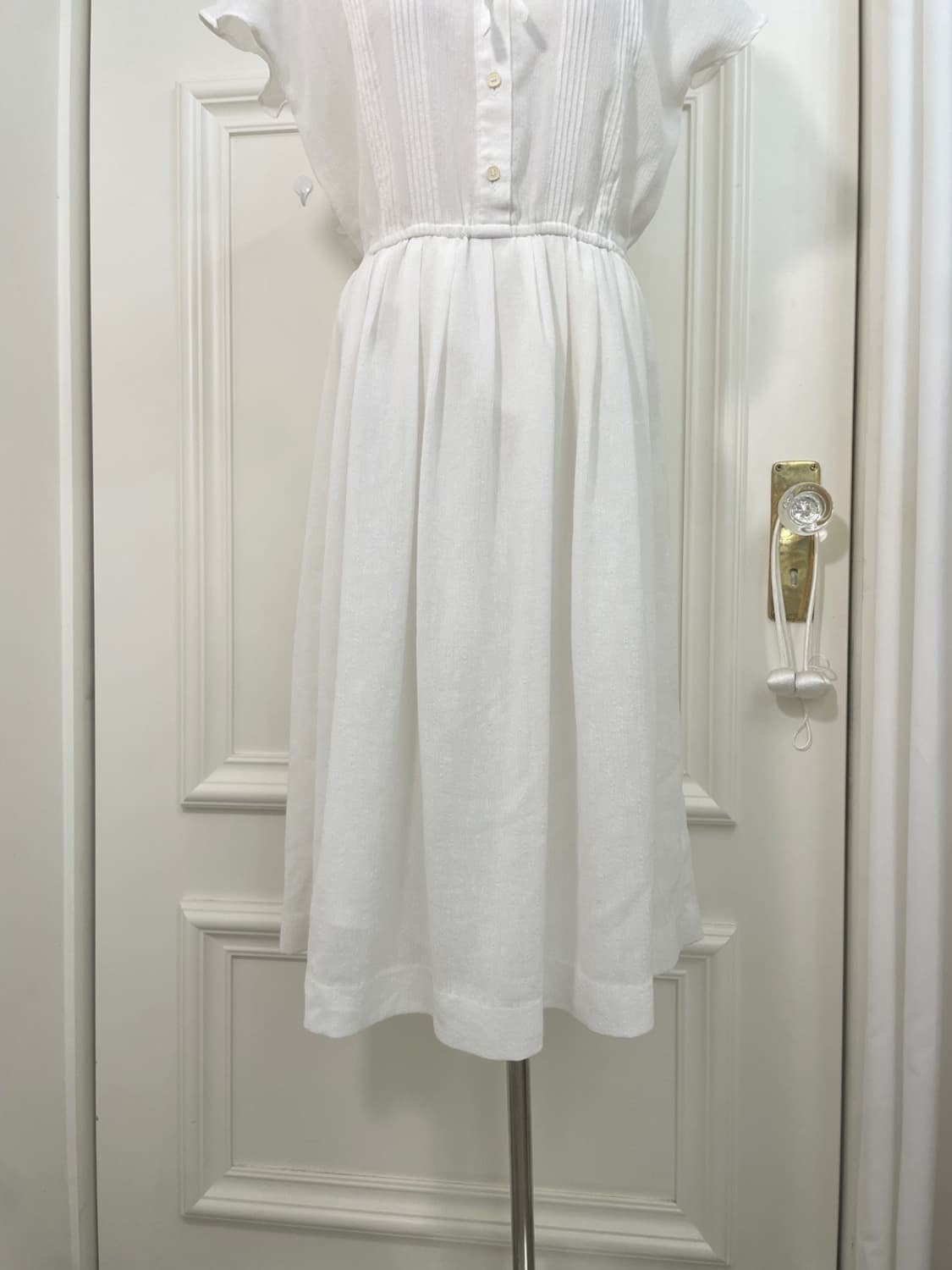 white bow point pleats button summer opc 상품이미지9