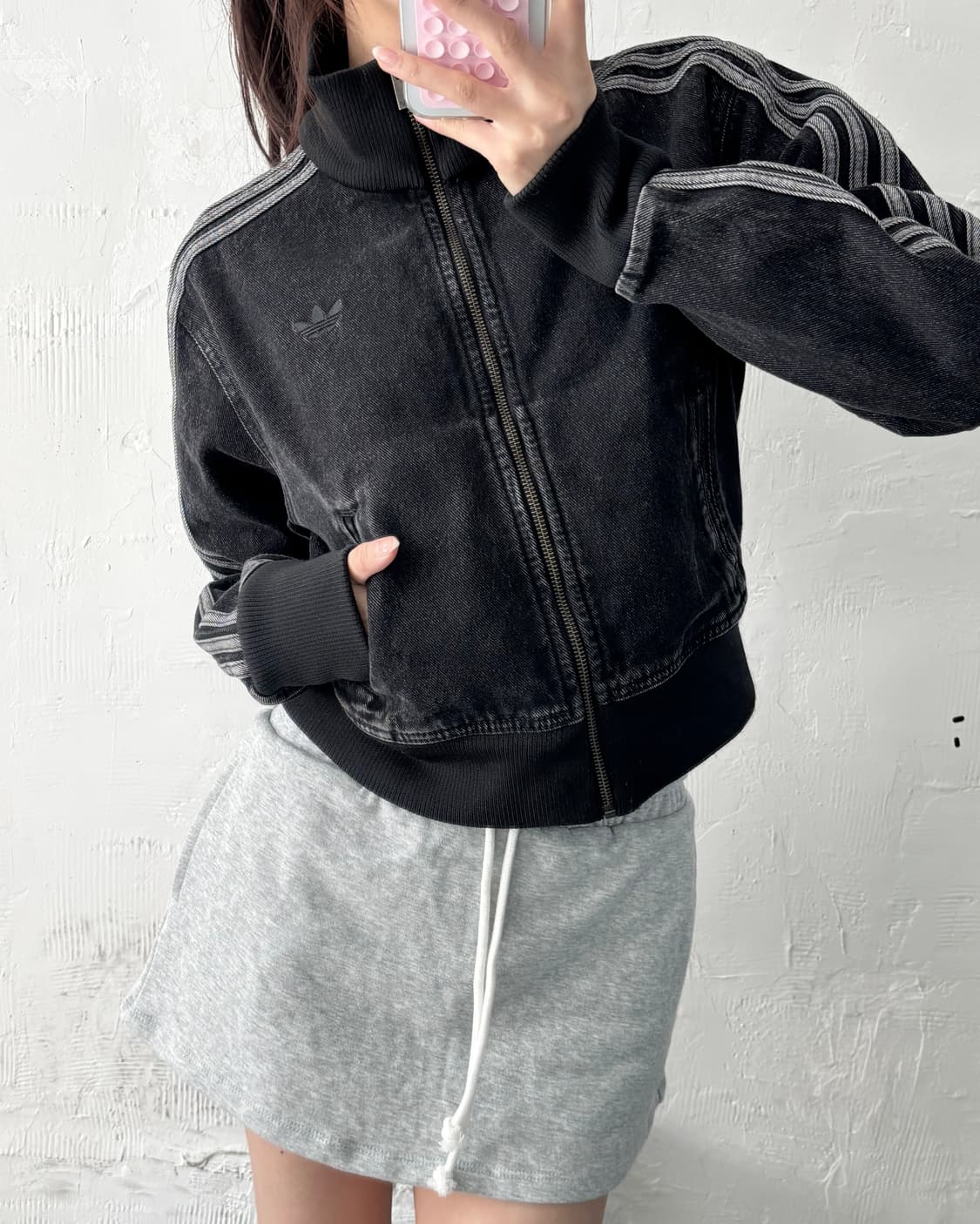 새상품 Adidas 아디다스 파이어버드로고 크롭 데님 트랙자켓 상품이미지7