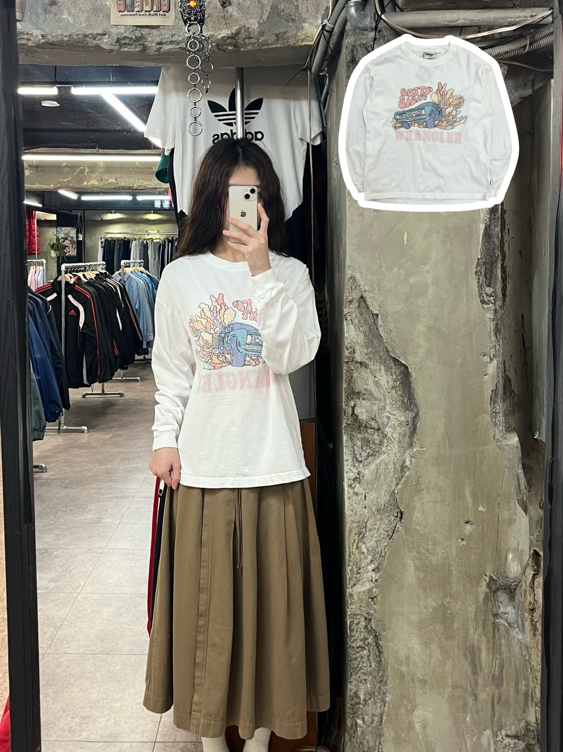 랭글러 프린팅 긴팔티 화이트 M #csz2431 상품이미지1