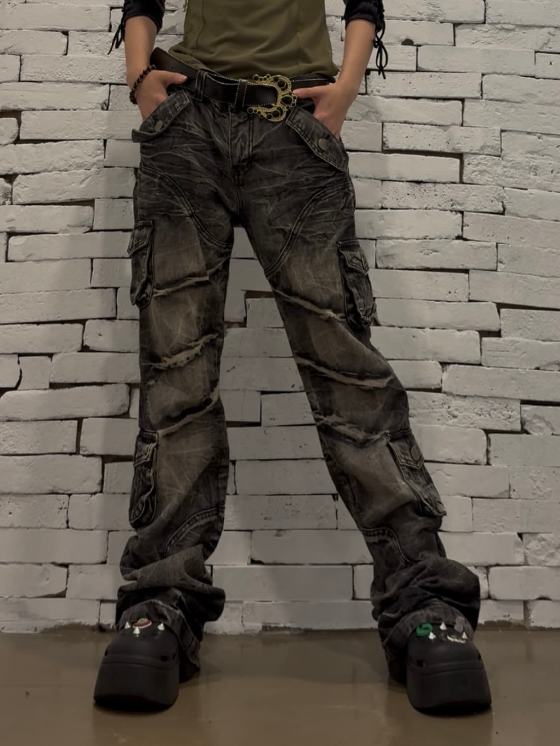 00s Y2k jpn boots cut multipoket pants 상품이미지5