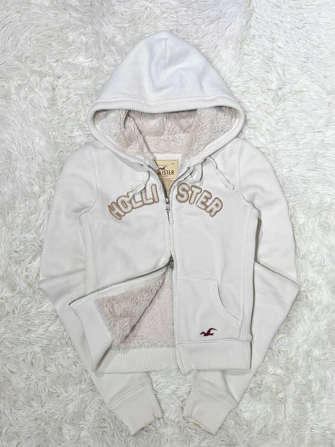 홀리스터 빅로고 양털 투웨이 후드집업 상품이미지6