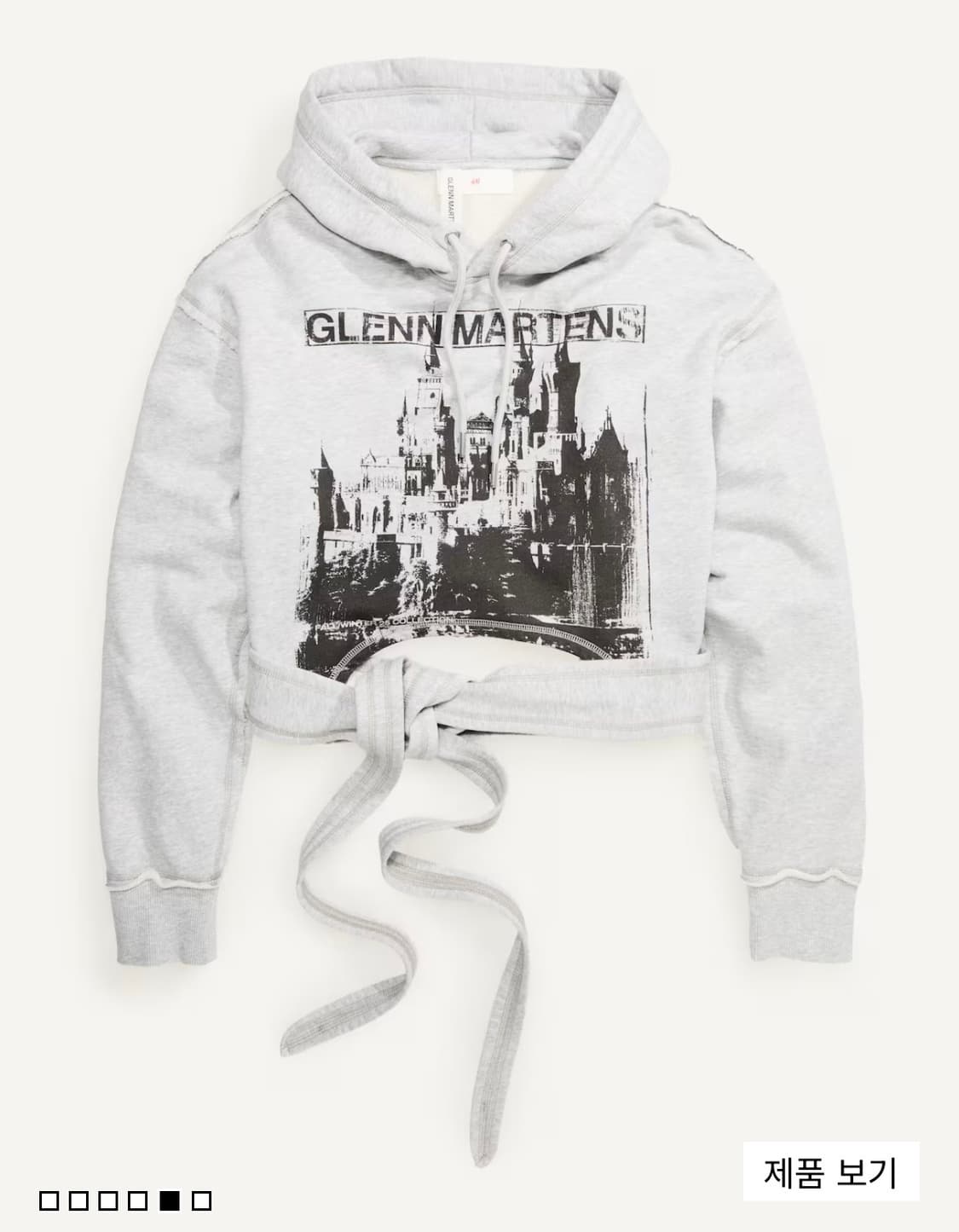 [m] h&m glen martens 타이 디테일 프린트 후디 판매 상품이미지1