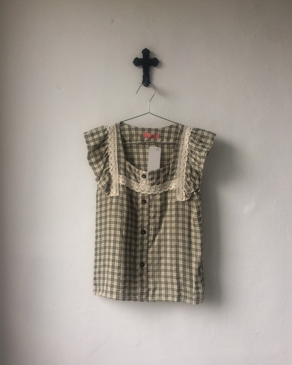 Crochet trimming check pattern frill sle 상품이미지2