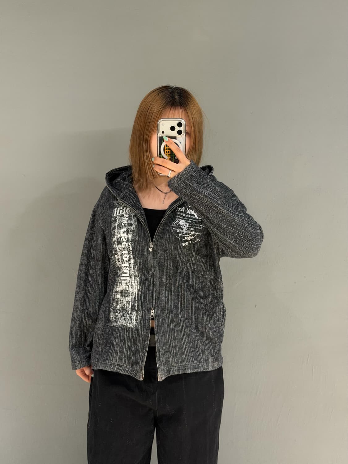 punk printing detail 2-way hood zip-up 상품이미지2