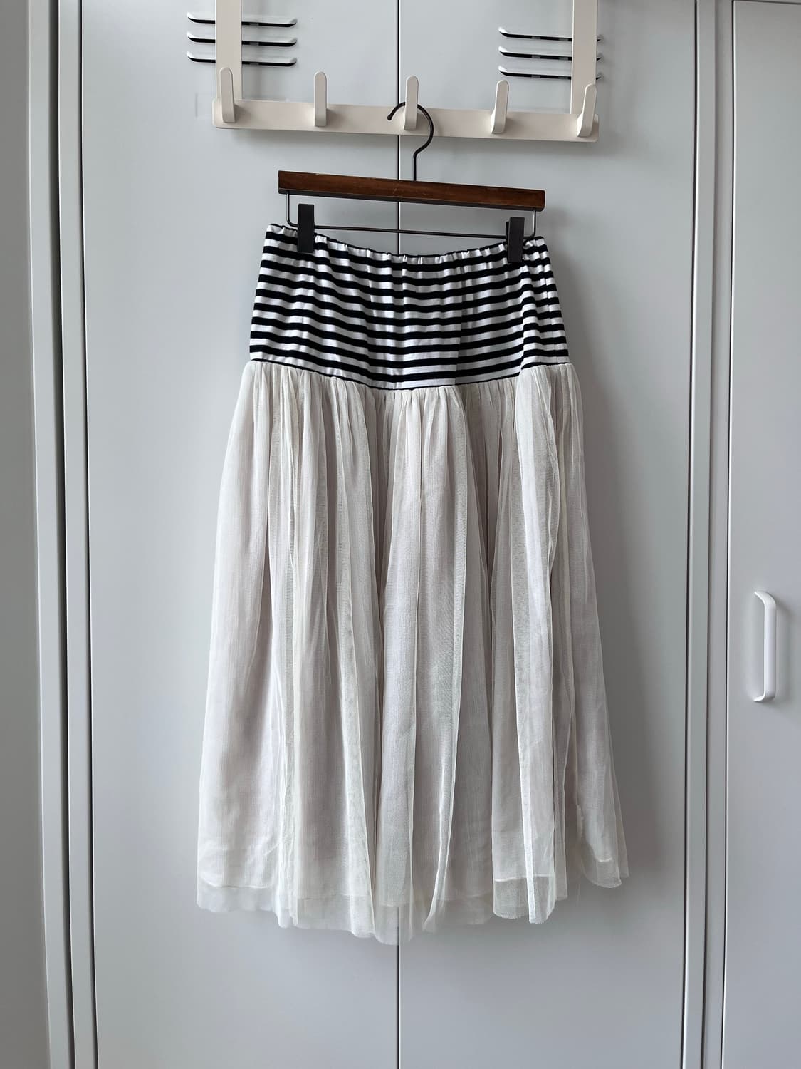Vintage 줄무늬 레이어드 샤 스커트 플리츠 상품이미지4