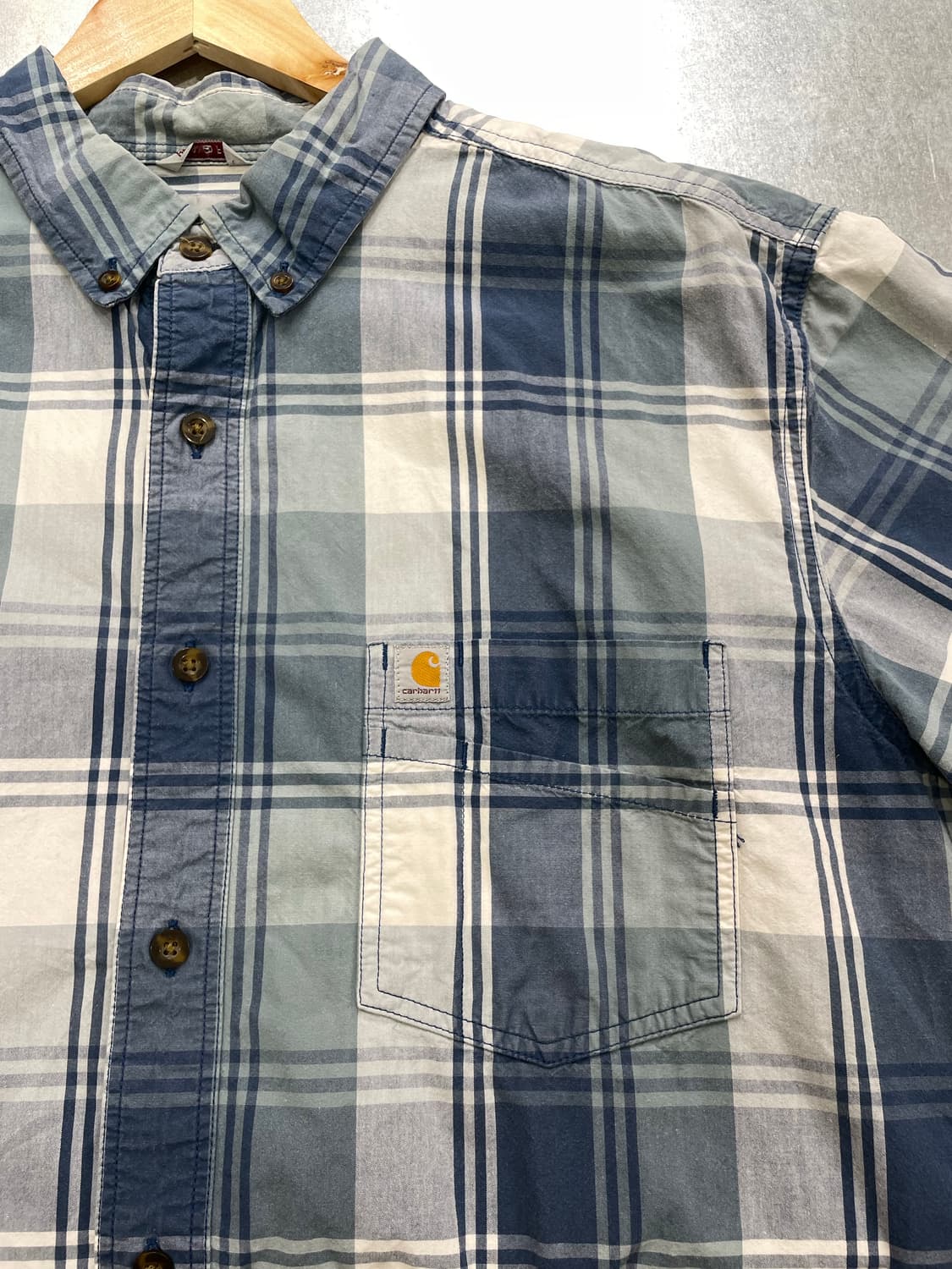 (XL) Charhartt 칼하트 체크 반팔 셔츠 릴렉스드핏 상품이미지7