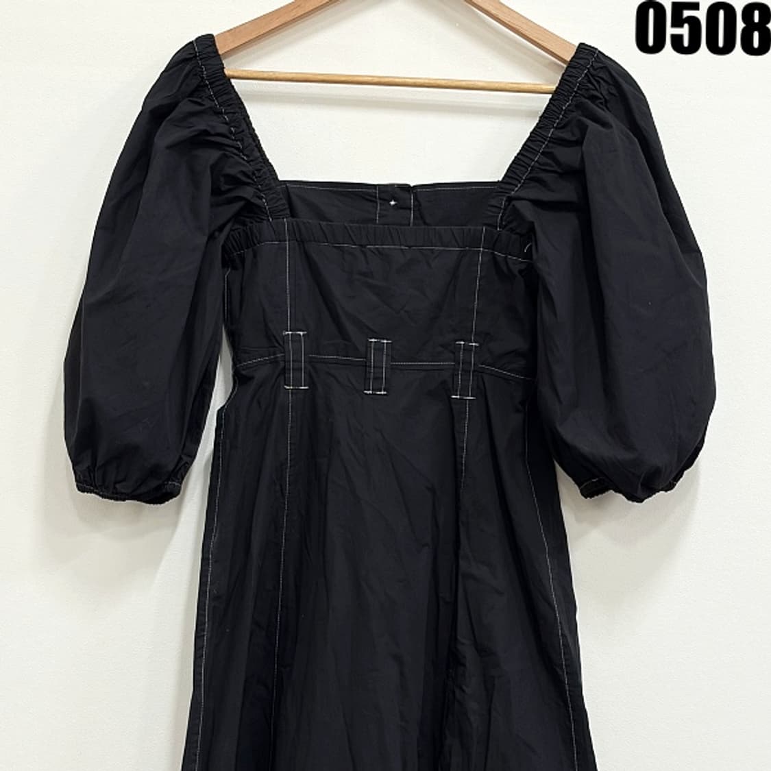 GANNI 스퀘어넥 퍼프 소매 롱 원피스 32 0508 상품이미지9