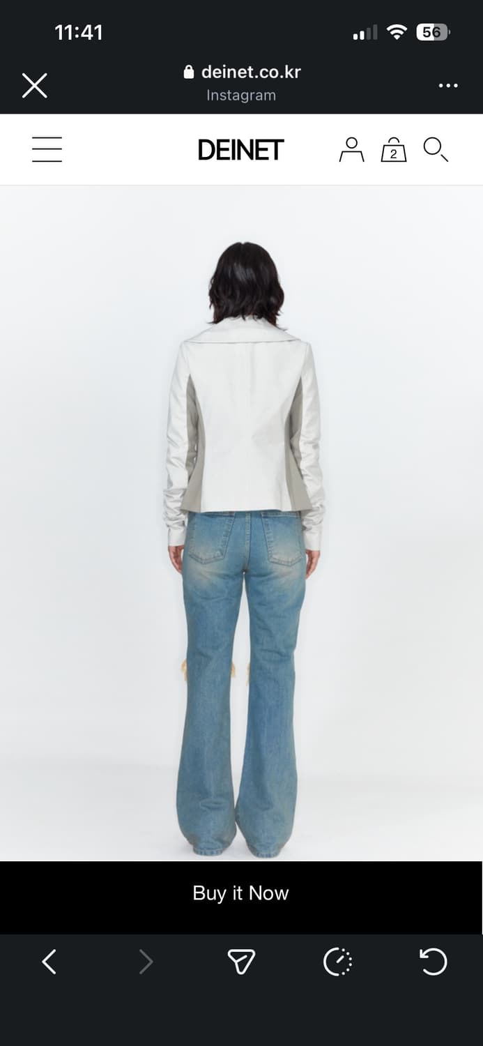 DEINET 스크래치 데미지 부츠컷 데님팬츠 블루 상품이미지3