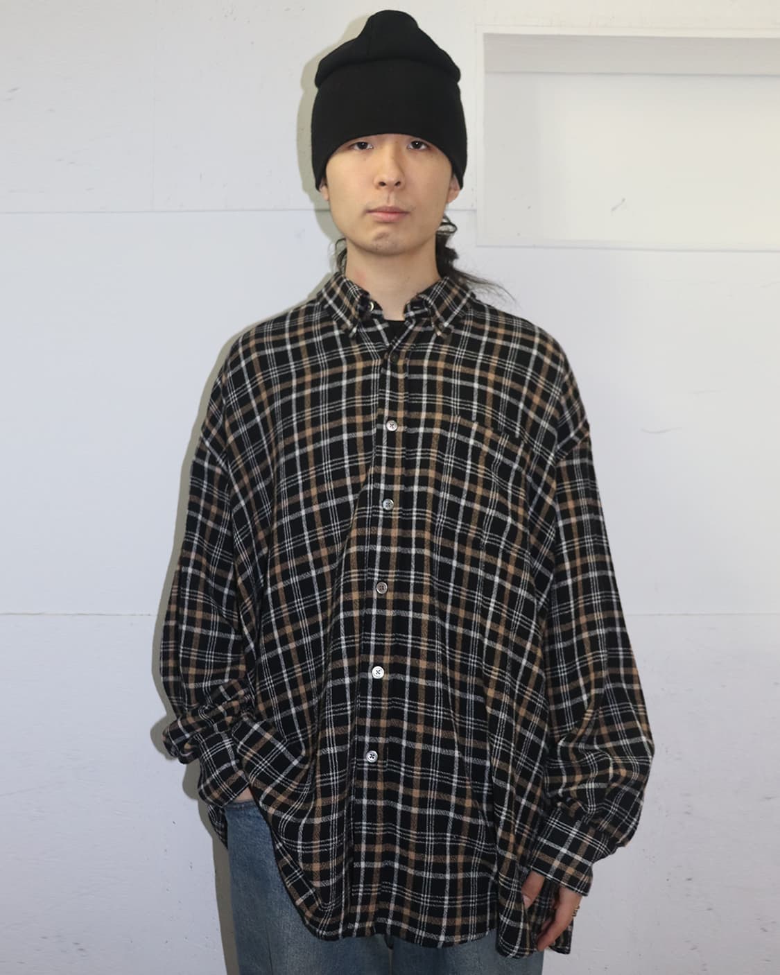 아워레가시 보로우드 BD 셔츠 브라운 체크 상품이미지1