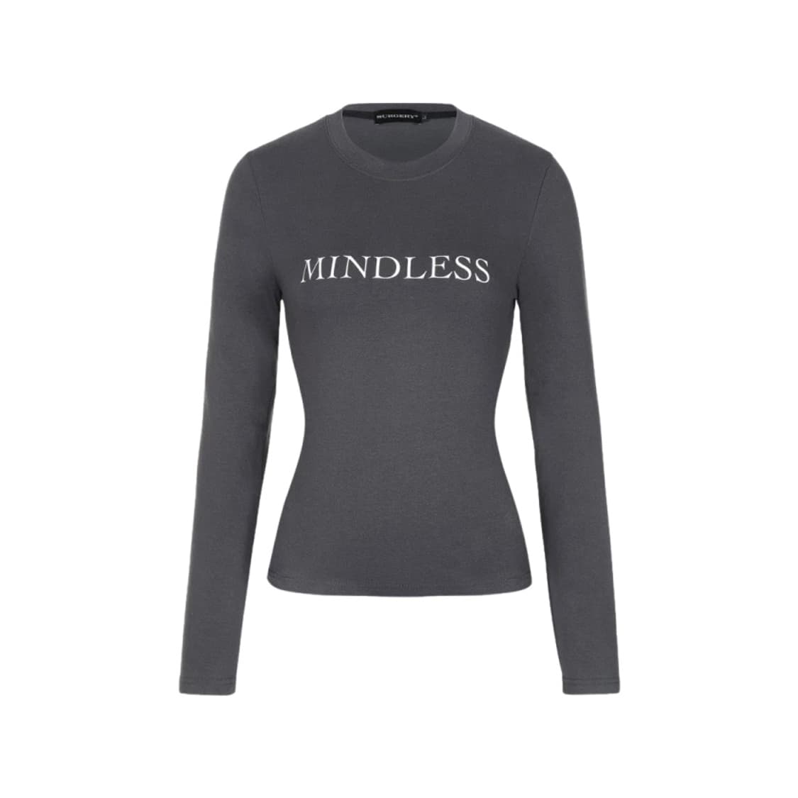 써저리 우먼 마인드리스 슬림 롱슬리브 차콜 M 에스파 카리나 착용 상품이미지1