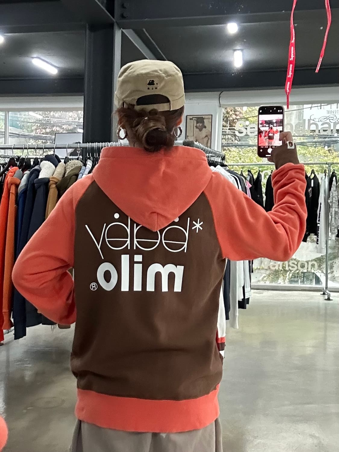 베이프 베이비마일로 패턴 래글런 후드집업 상품이미지2