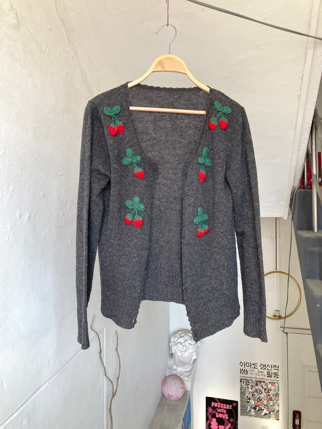 체리 그레이 니트 가디건 상품이미지1
