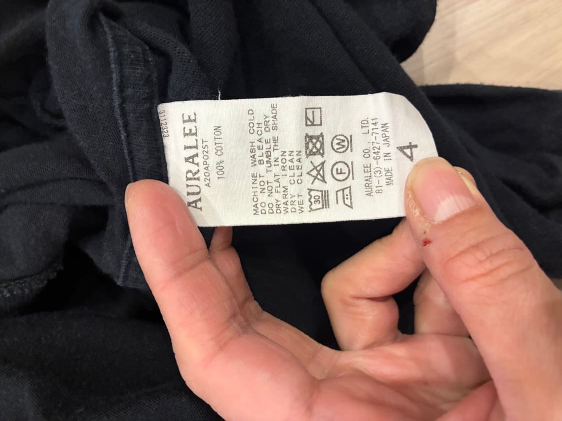 Auralee 오라리 블랙 긴팔 티셔츠 상품이미지5