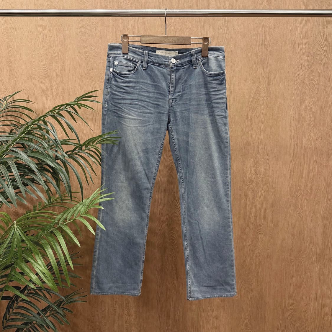 캘빈 클라인 진스 데님 팬츠 워싱 5포켓 버튼업 슬림 스트레이트핏 그레이 상품이미지1