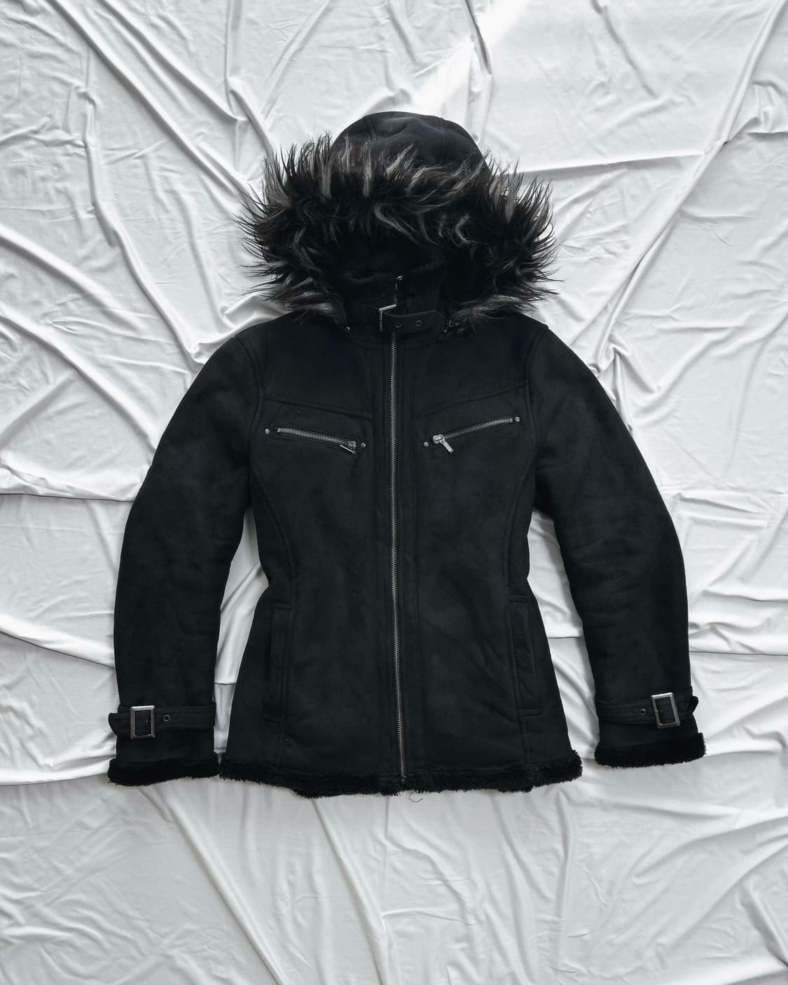 Vintage Black Fur Shearling Jacket 상품이미지1